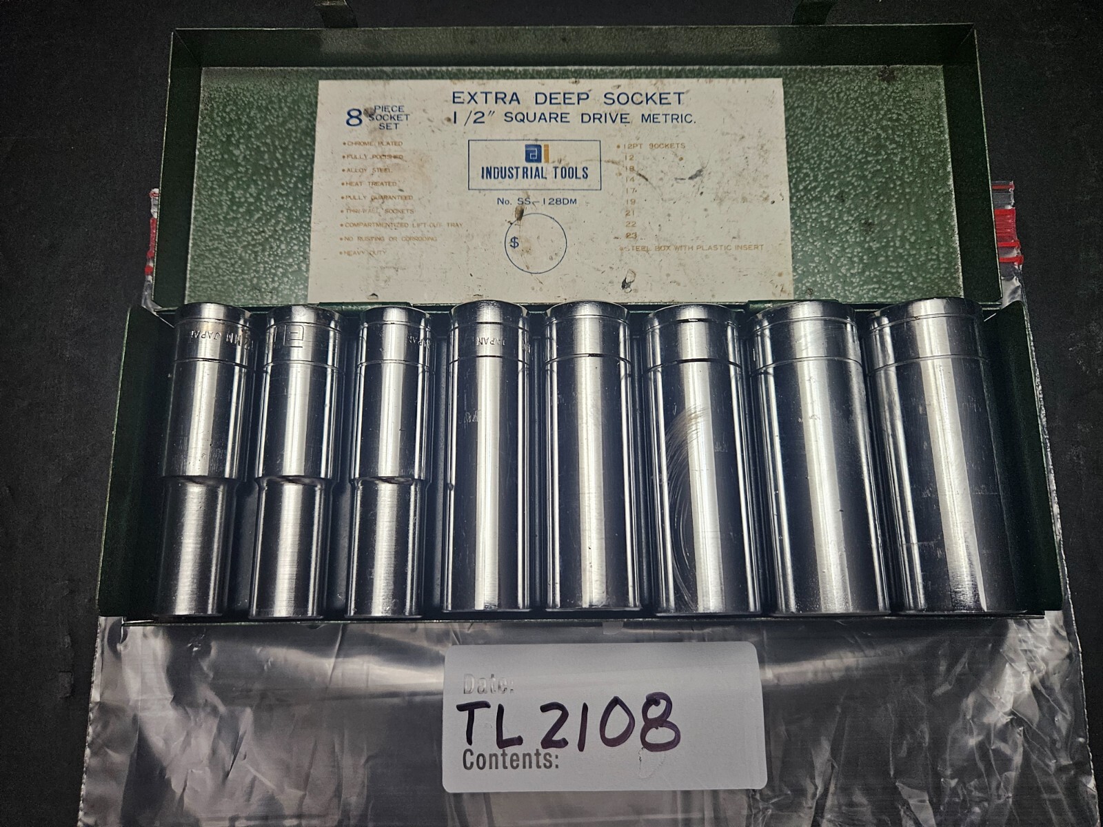 INDUSTRIAL TOOLS #SS-128DM 8PC 12PT 1/2″ DRIVE EXTRA DEEP SOCKET METRIC (TL2108)