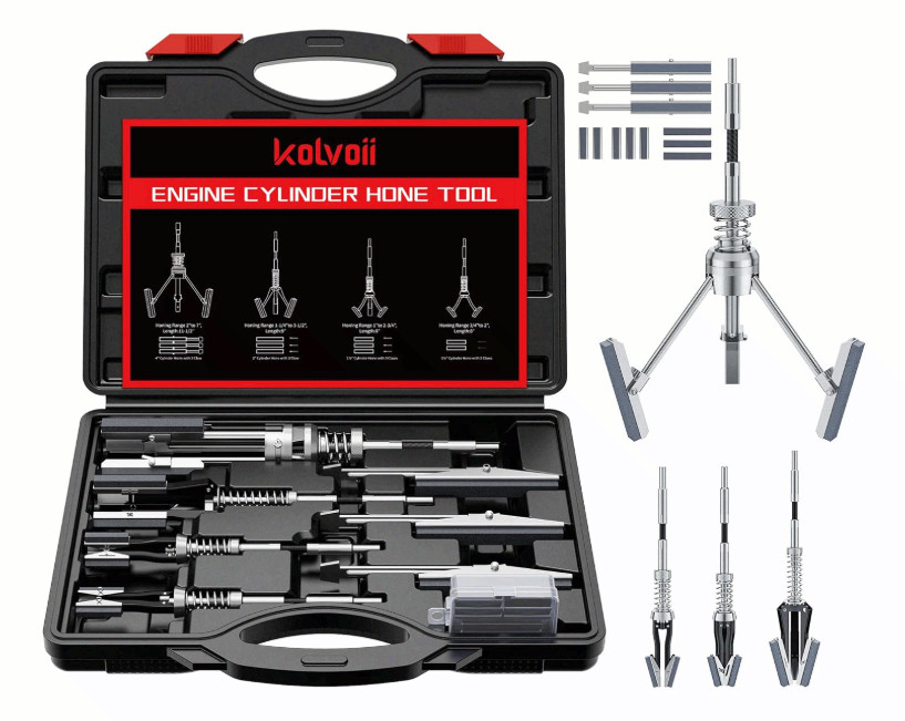 Kolvoii Cylinder Hone Tool Set 3/4-7in Engine Honing Kit w/Stones 220 Grit