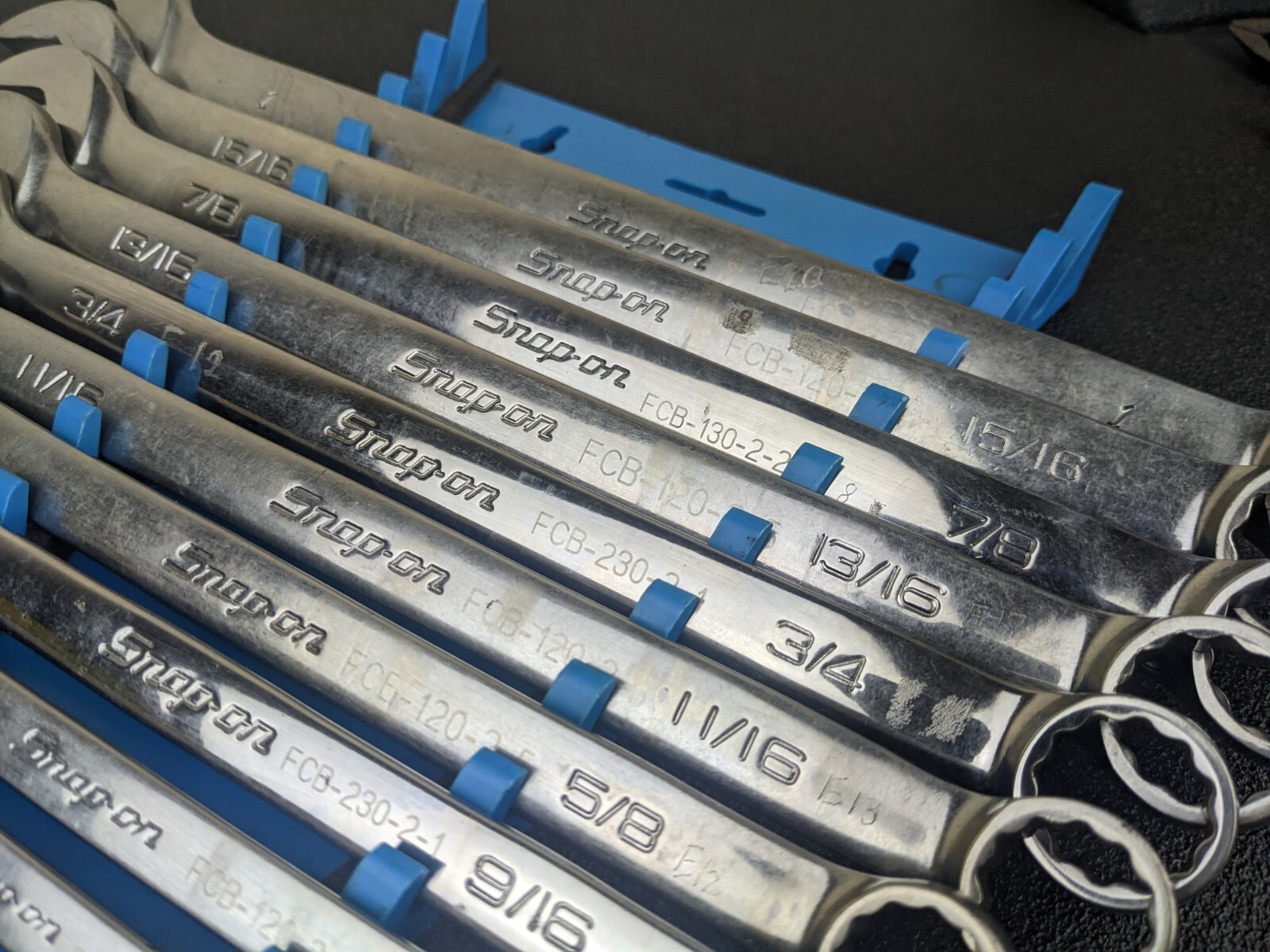 #bk456 Snap-On Tools 13pc 12-Point SAE Flank Drive Wrench Set OEX711B + 1/4 5/16