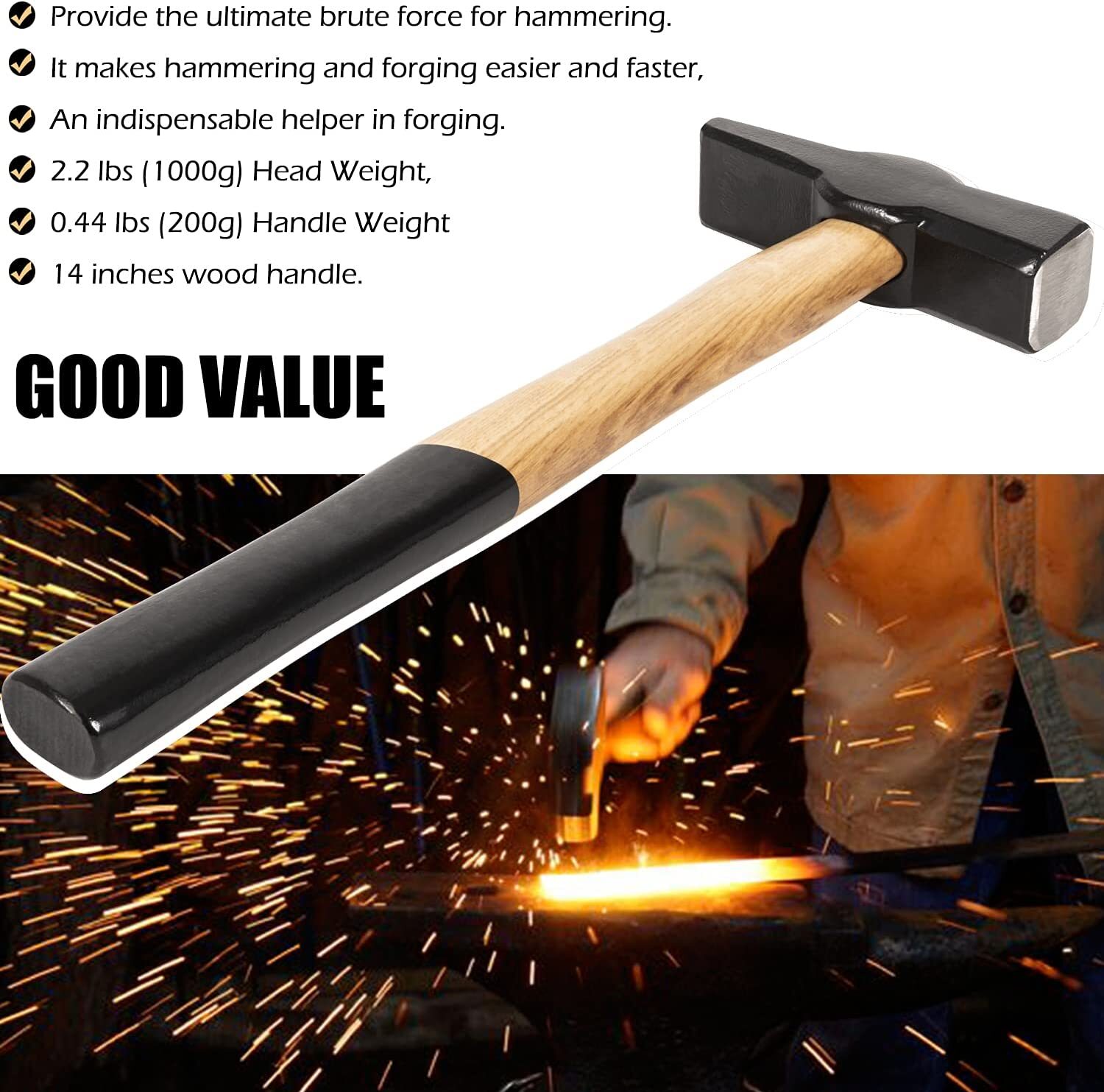 Blacksmiths’ handmade Hammer Replaces for 0000811-1000 Blacksmith Forging Tools