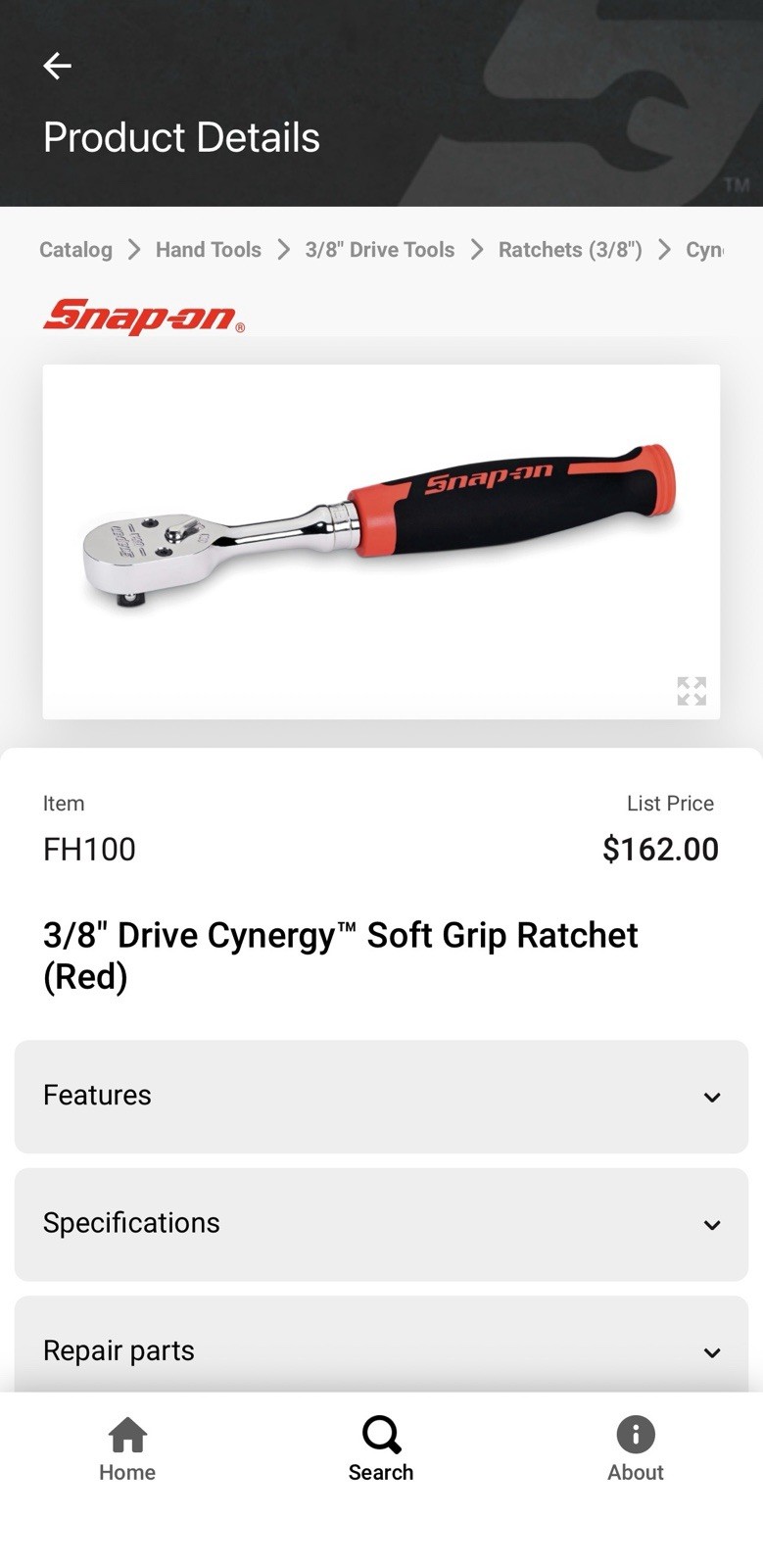 NEW RED 3/8″ Drive Cynergy™ Soft Grip Ratchet FH100