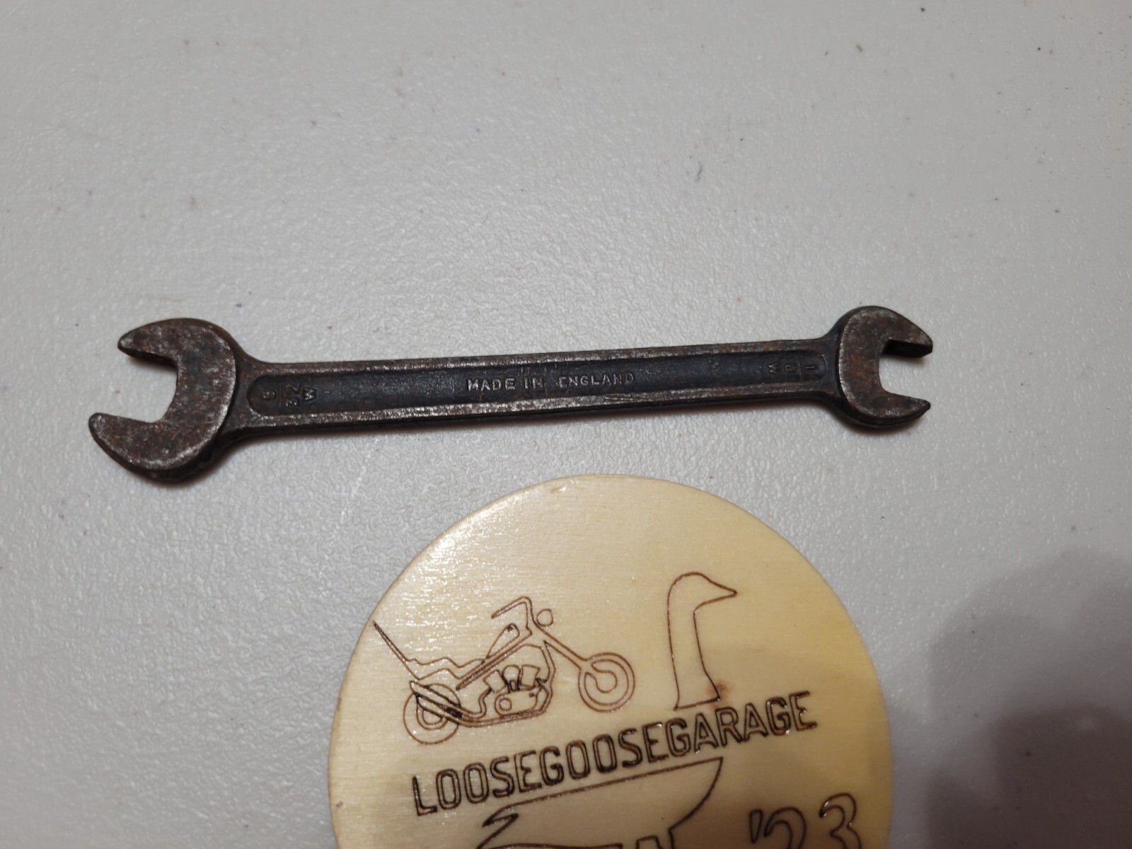 Vintage Triumph 5/32″ W and 1/8″ W Open End Wrench Made in England Whitworth