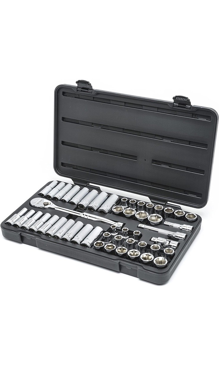GEARWRENCH 49 Pc 1/2″ Dr 6Pt SAE/Metric Deep & Standard Socket Set KD80700D