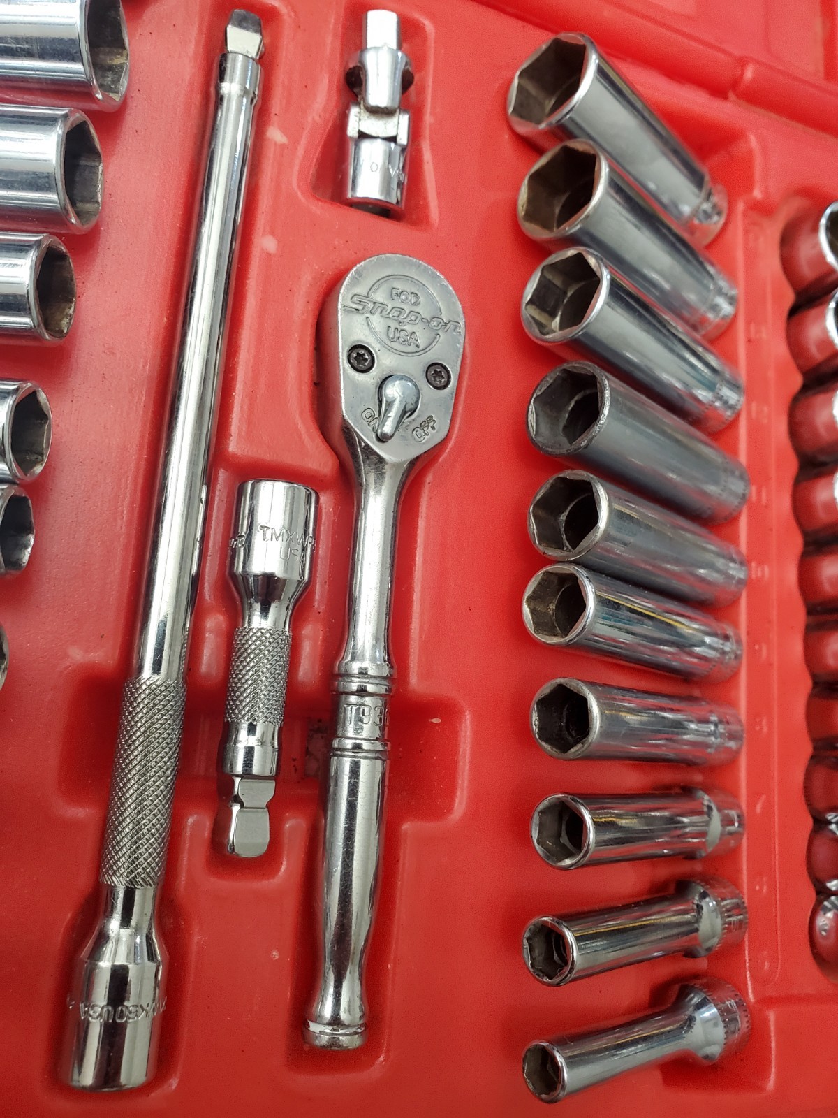 50 Pcs Snap On 1/4″ Dr General Service Set Metric SAE Sockets Ratchet 144TMPB +6