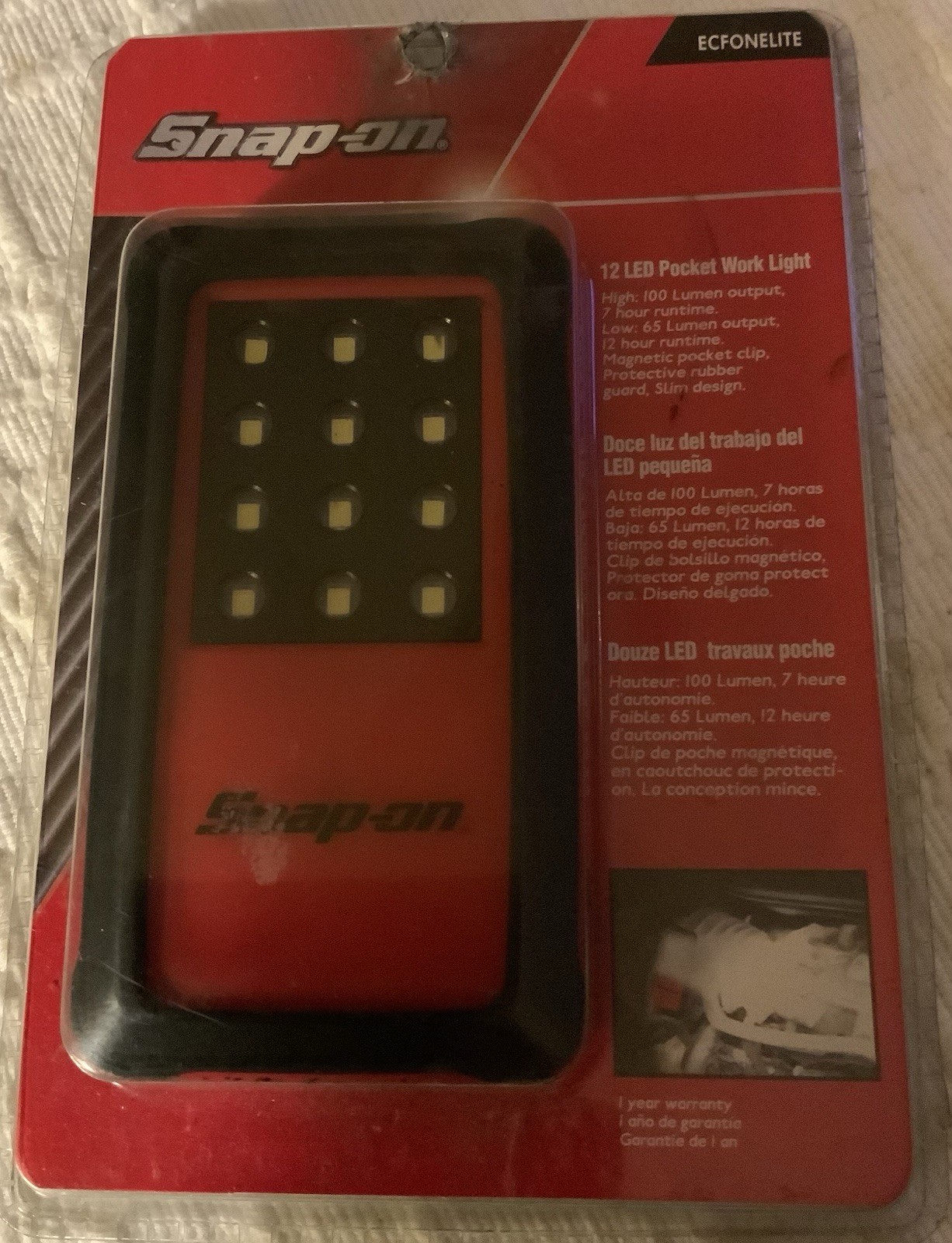 Snap On Tools ECFONELITE 12 LED Compact Light 100 Lumens High 65 Lumens Medium