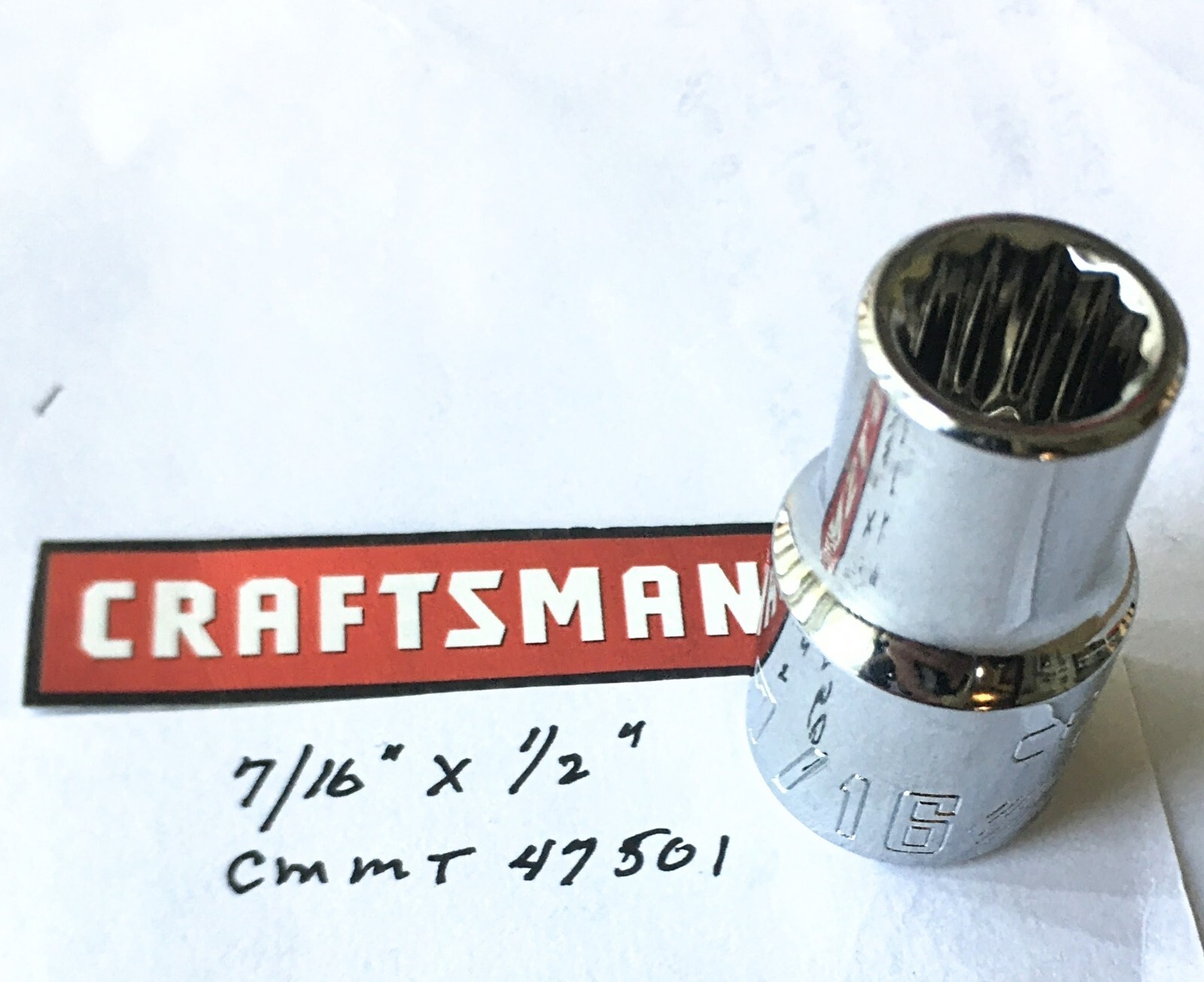 Craftsman 7/16″ x 1/2″ Dr Socket CMMT 47501 – 12 Point Free USA Shipping