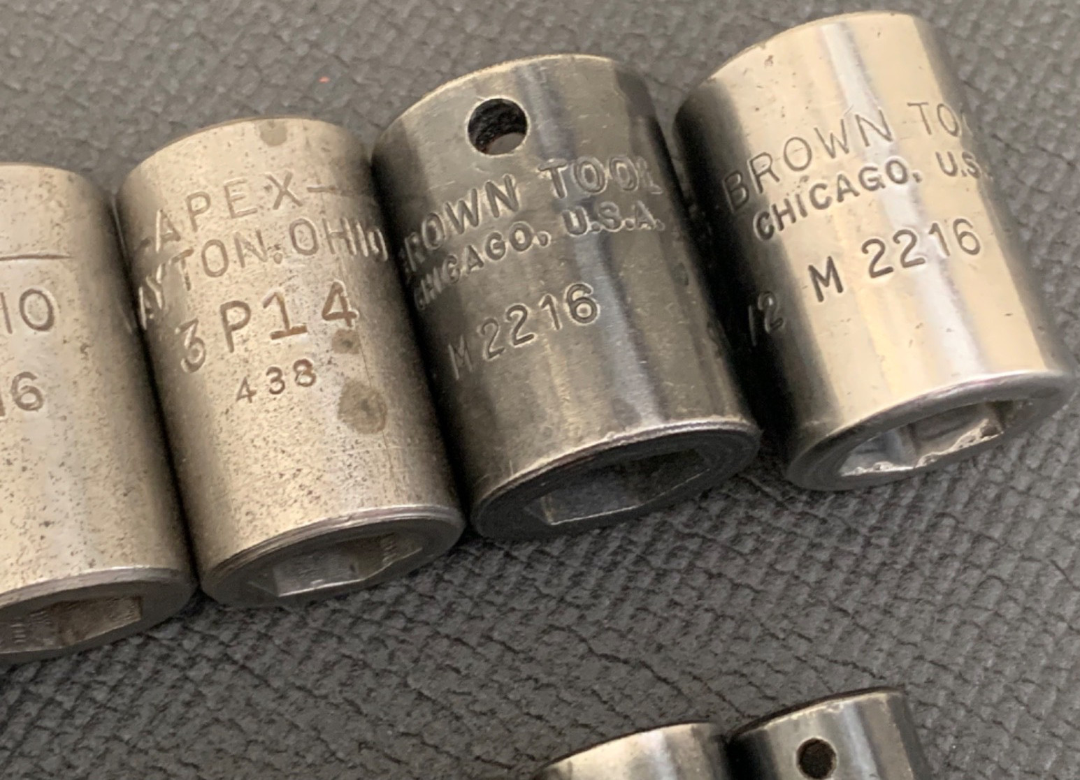 Lot of 12 Various Vintage Apex & Brown Tool SAE Sockets Made in USA