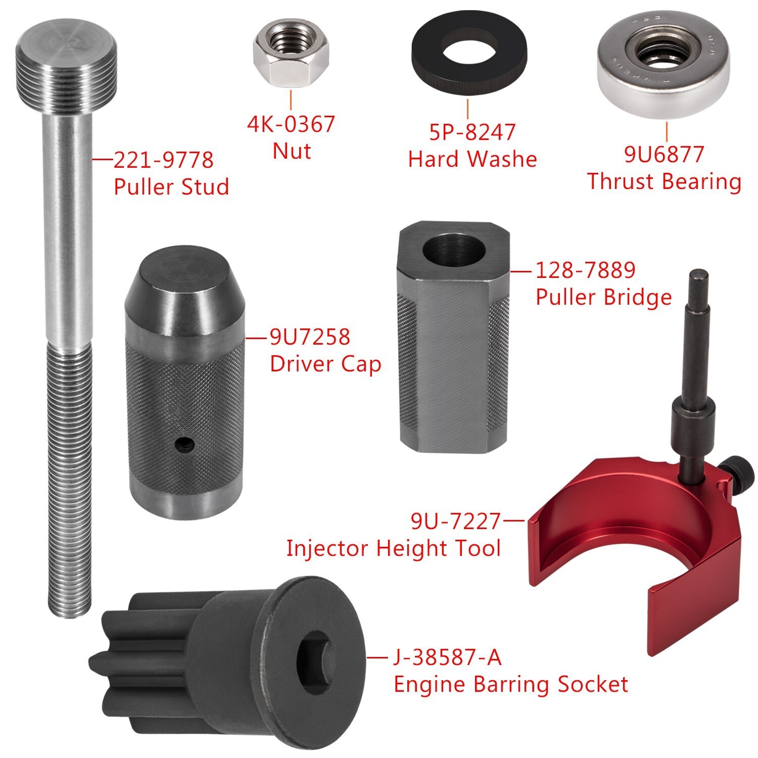 9U-6891 Injector Sleeve Tool+Injector Height Tool+Socket for CAT 3406E C-15 C-16