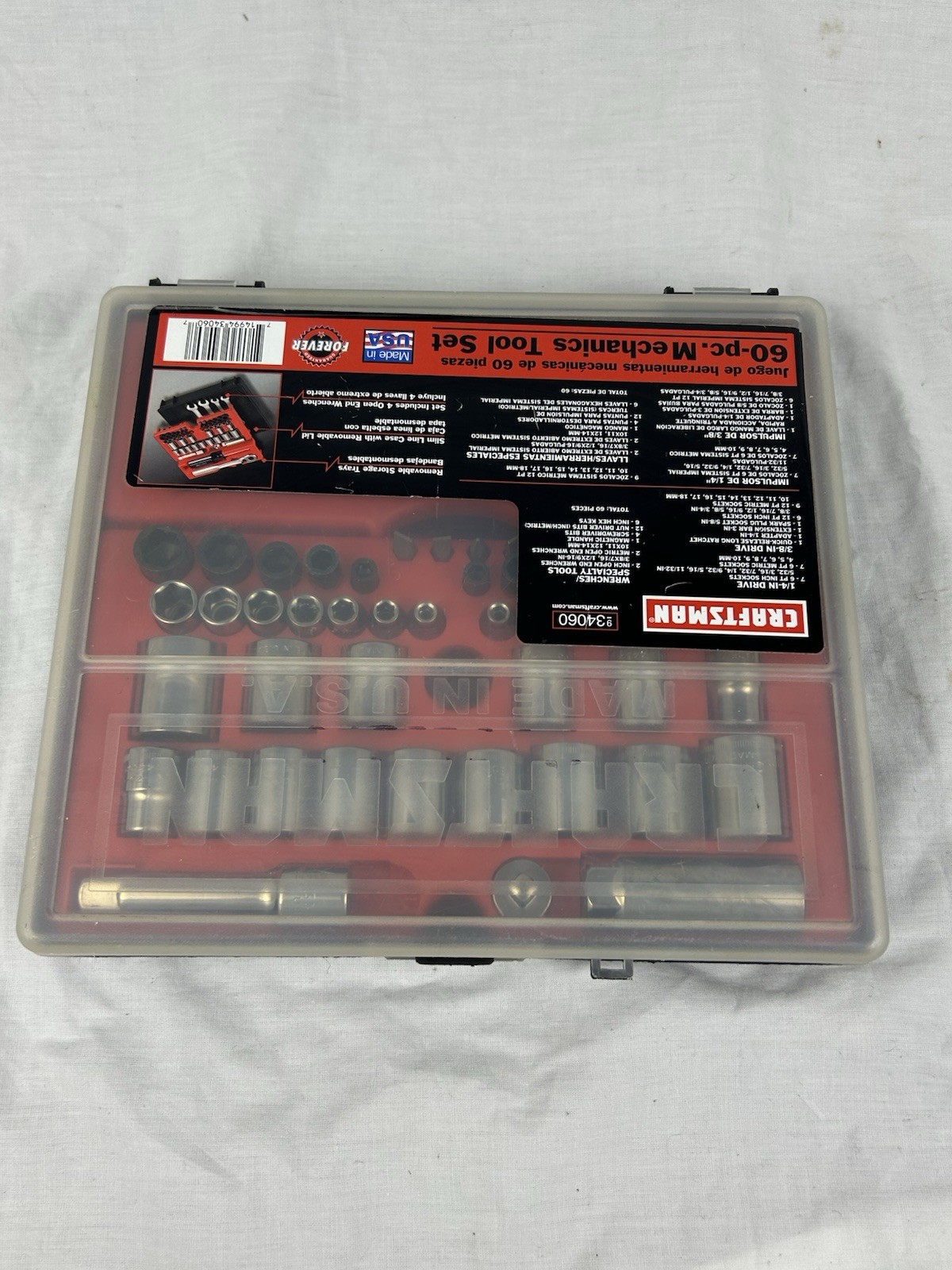 MINT RARE SEARS Craftsman 60pc Mechanics Tool Set 34060 SAE & Metric USA READ!