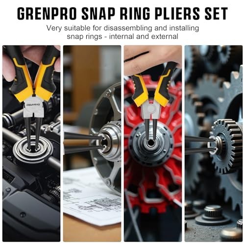 4-Piece Snap Ring Pliers Set – 7″ Internal/External Circlip Tool Kit, Heavy Duty
