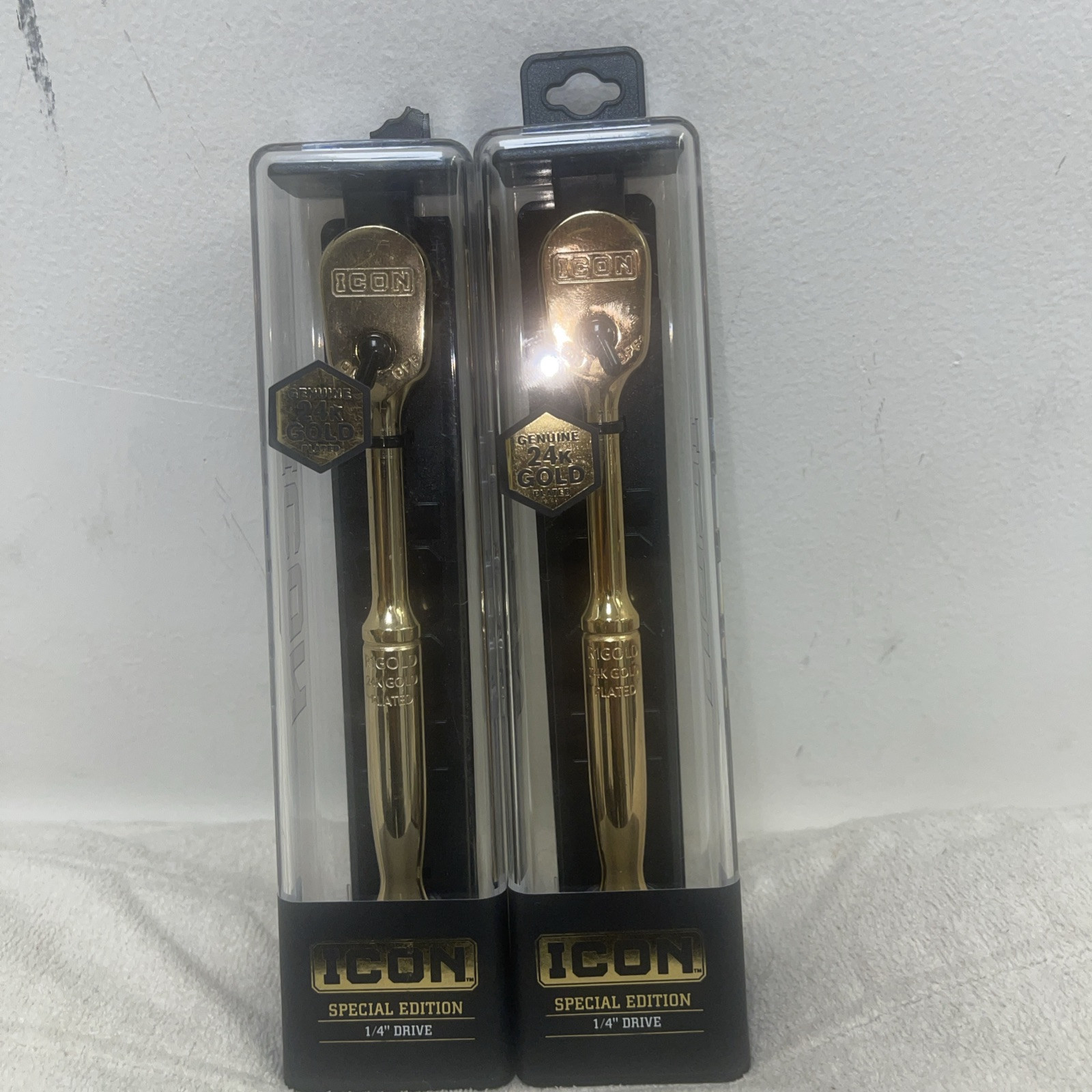 Icon 24K Gold Plated 1/4” Ratchet Professional Special Edition Wrench 59786 NEW