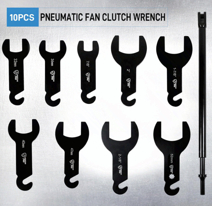 10Pc Pneumatic Fan Clutch Wrench Set for Ford, GM & Jeep