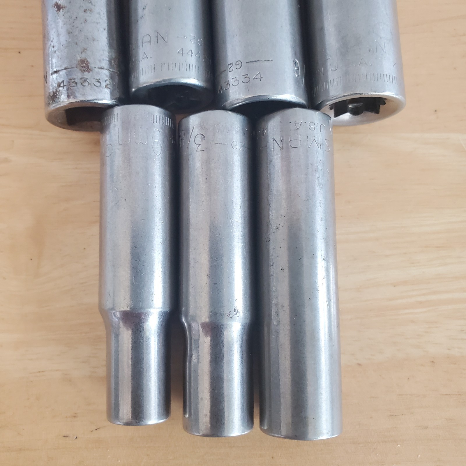 Craftsman Lot of 7 Metric & SAE 3/8″ Dr 6pt G Series Long Sockets READ