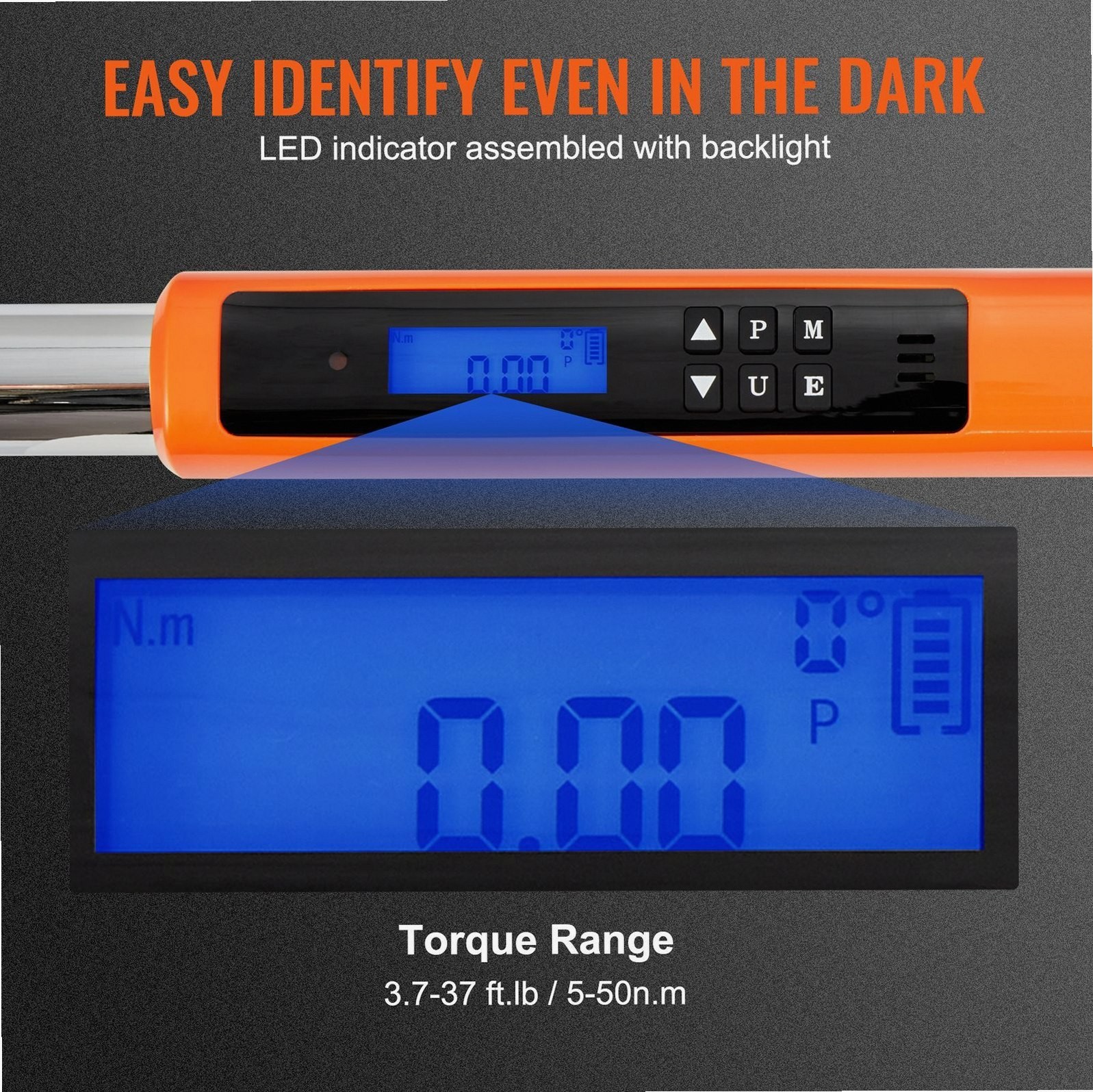 3/8 Drive Digital Torque Wrench ±2% Precision 3 Operating Modes