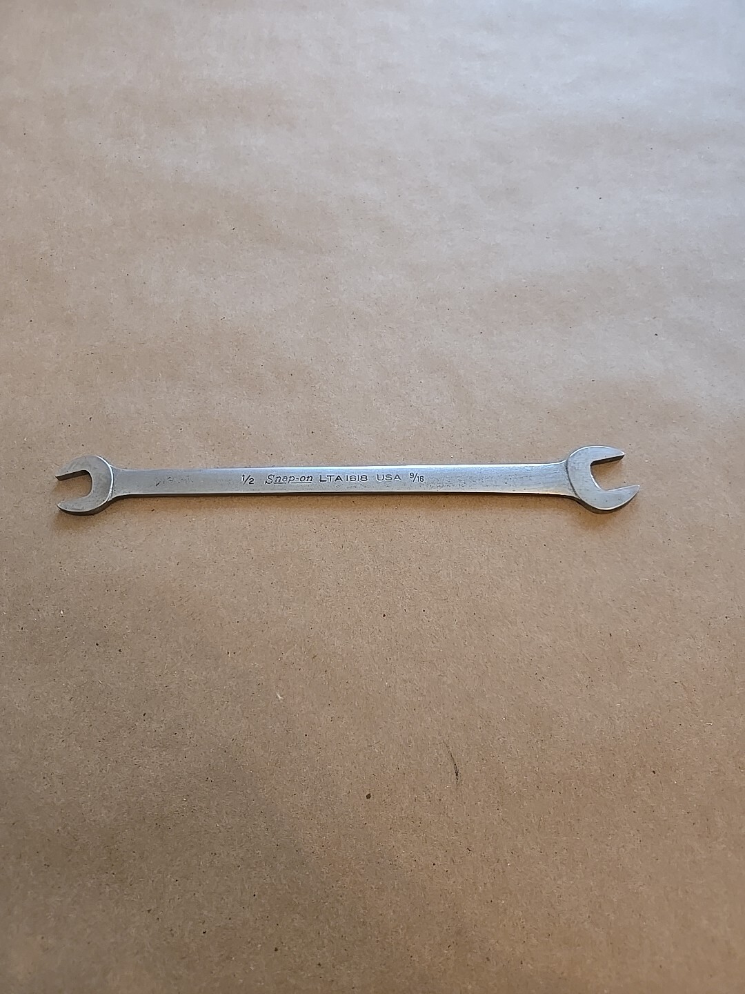 Snap On 1/2″-9/16″ SAE Chrome Low Torque Slime Line Open End Wrench LTA1618