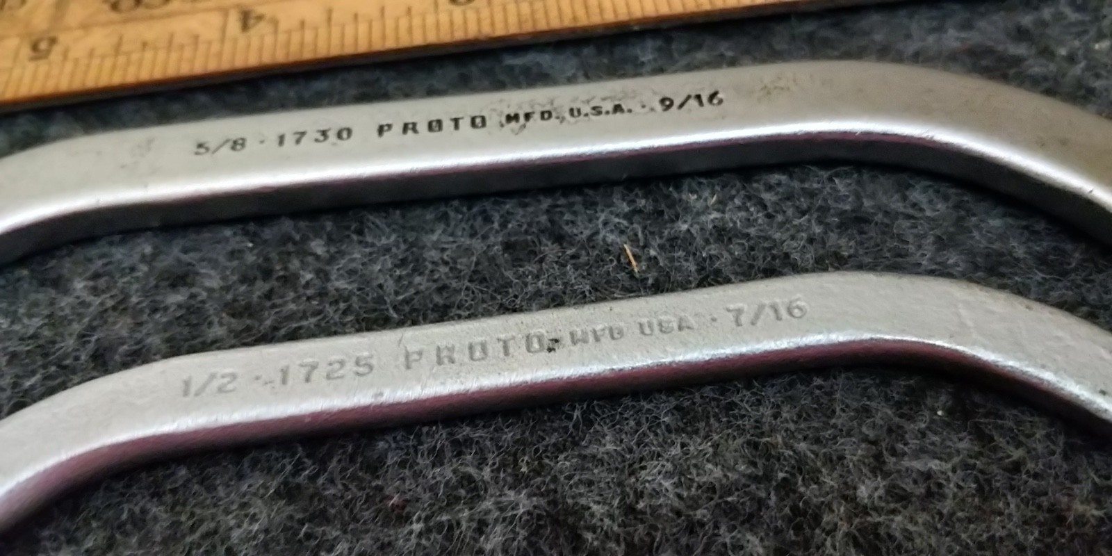 Proto #1725 & #1730 Half Moon Curved Box End Obstruction Wrenches 7/16” -5/8”