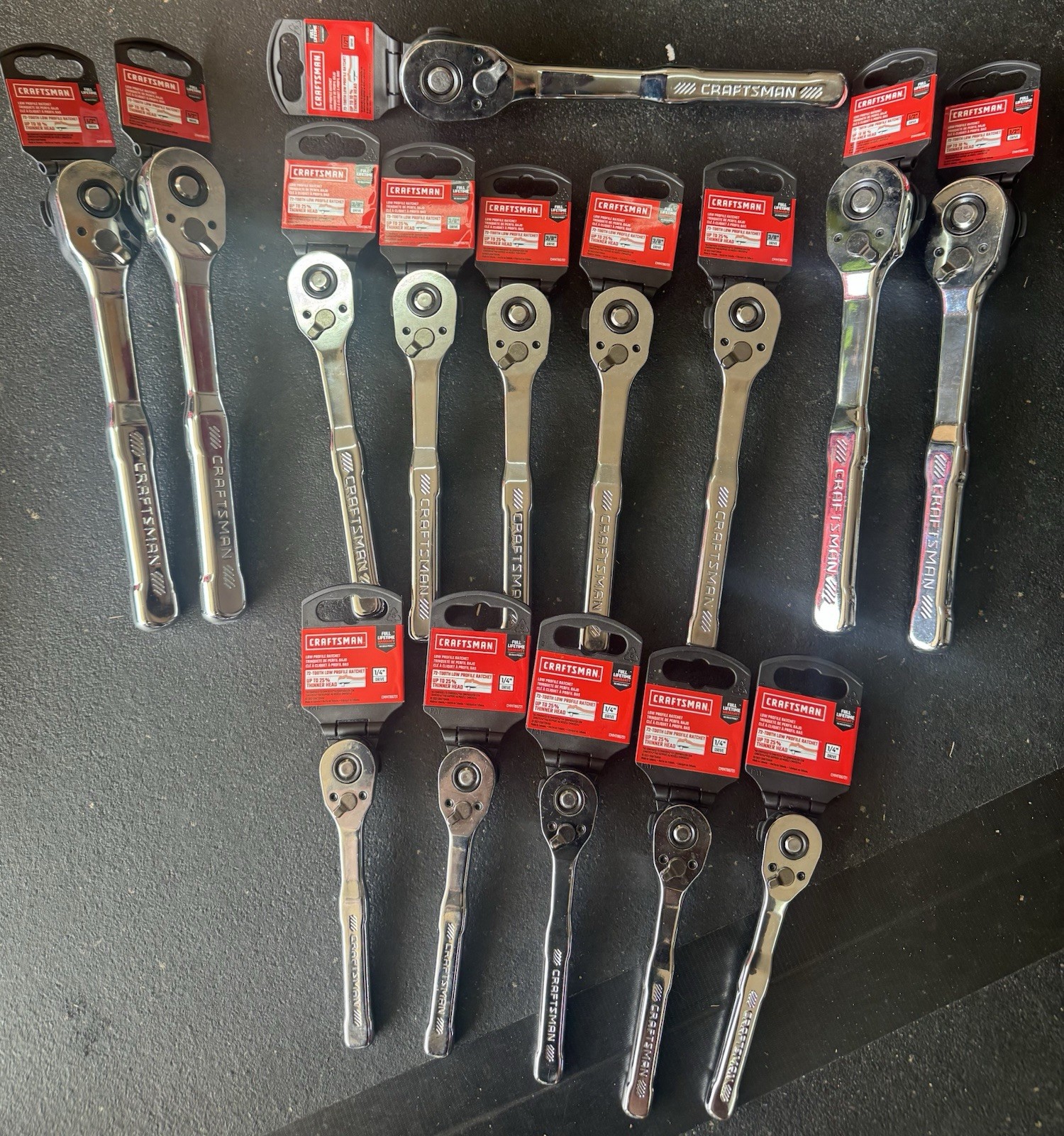 Lot If 15 New Craftsman Ratchets 1/4, 3/8, 1/2 (5 Each)