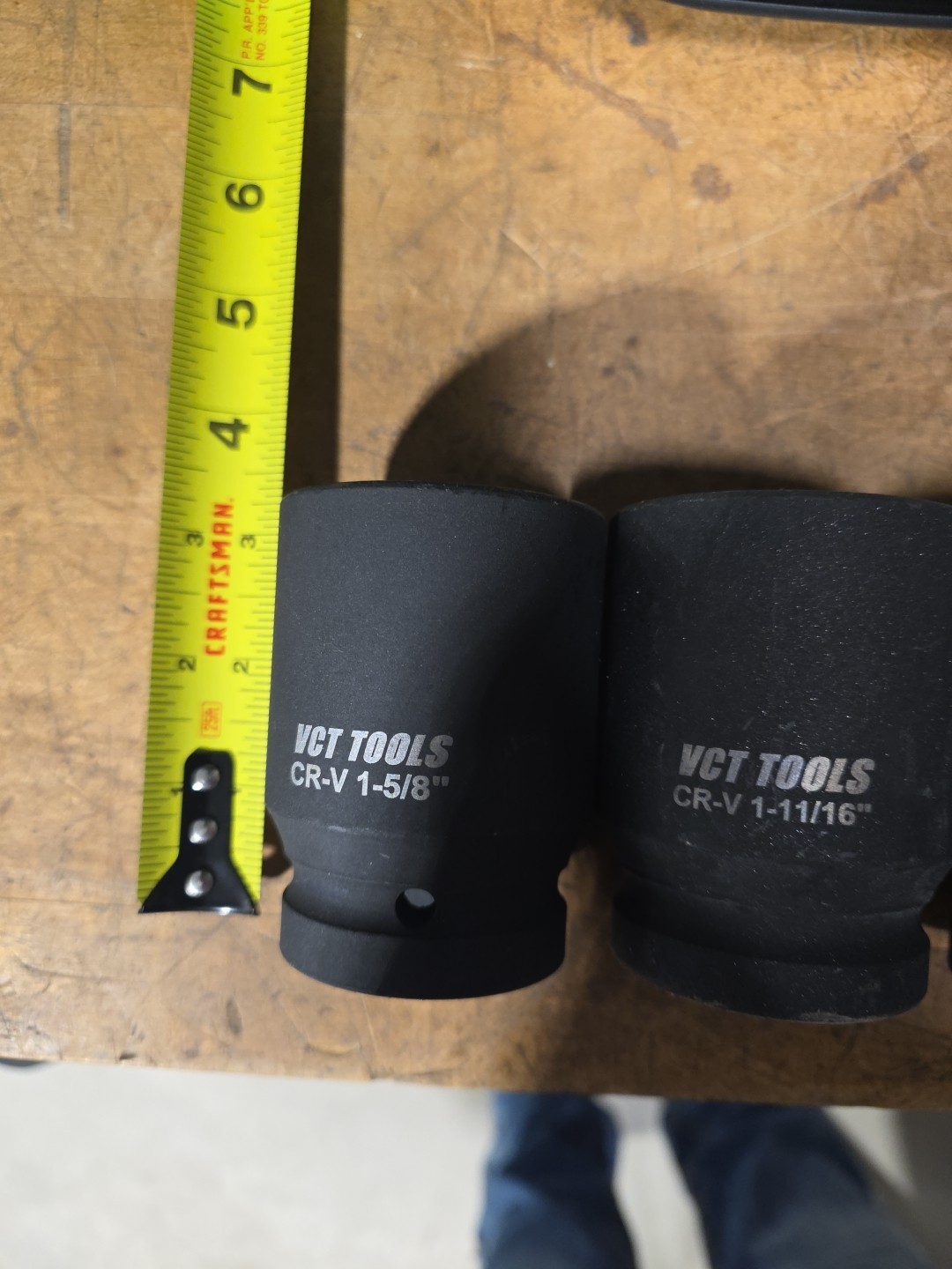 Set Of 6 VCT Tools Chrome Vanadium 1″ Drive Impact Sockets 1 5/8″ Thru 2″