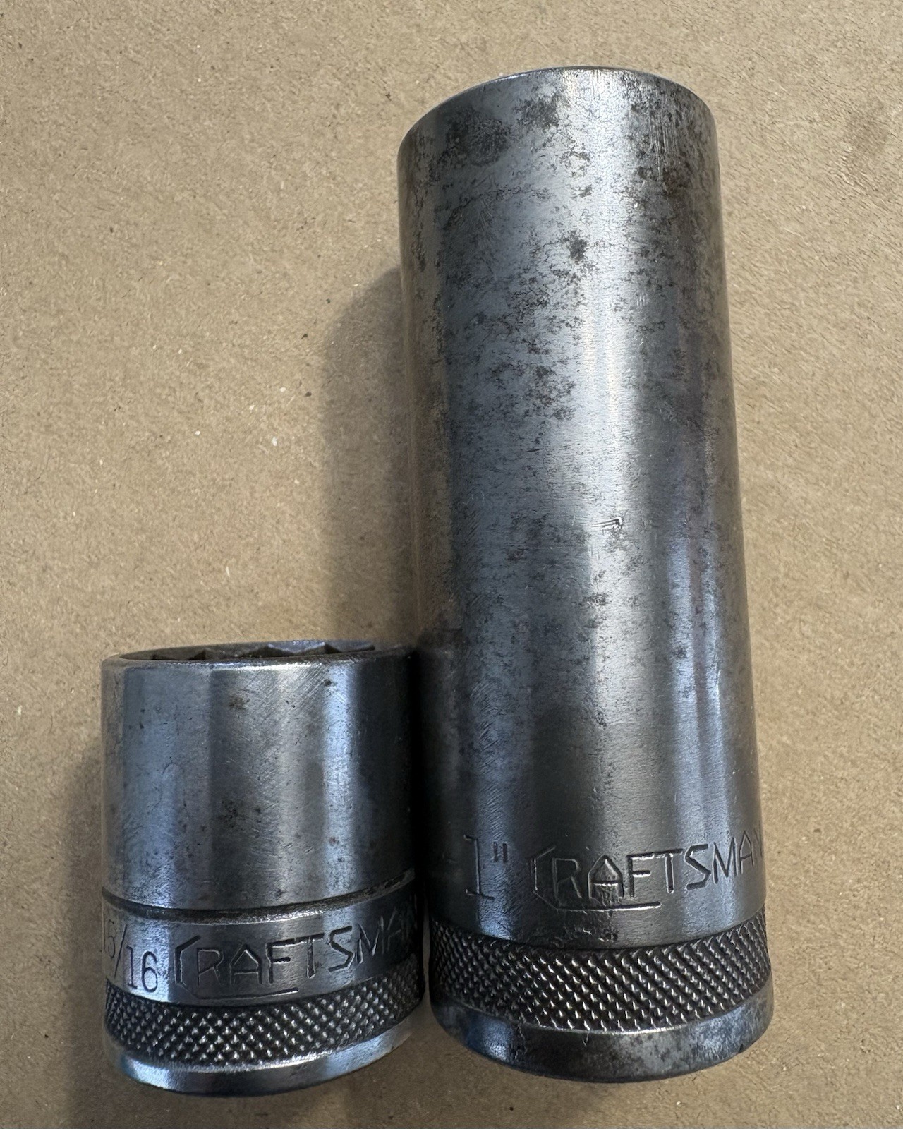 Vintage Tools Craftsman Circle H 1/2″ Drive 12 Point Deep Socket 15/16″ & 1”