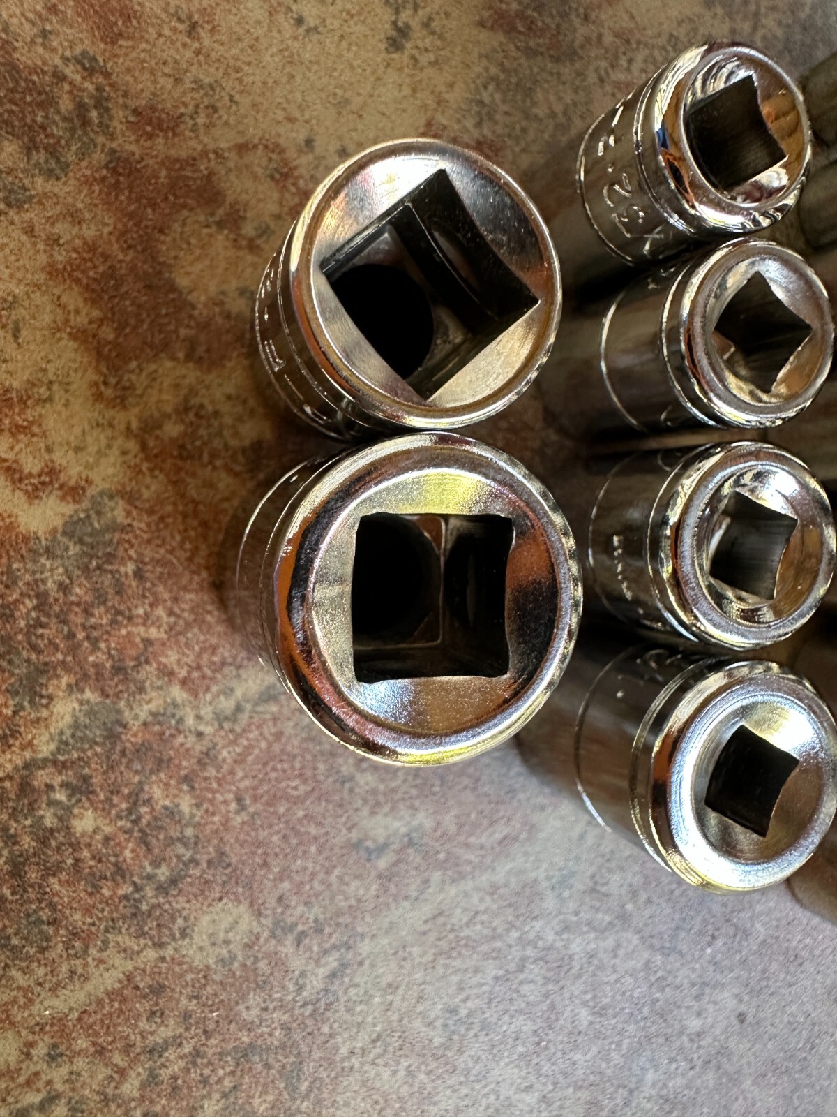 13 – P-F Deep and Normal Sockets 3/8 and 1/4 drive. Mostly New see sizes below