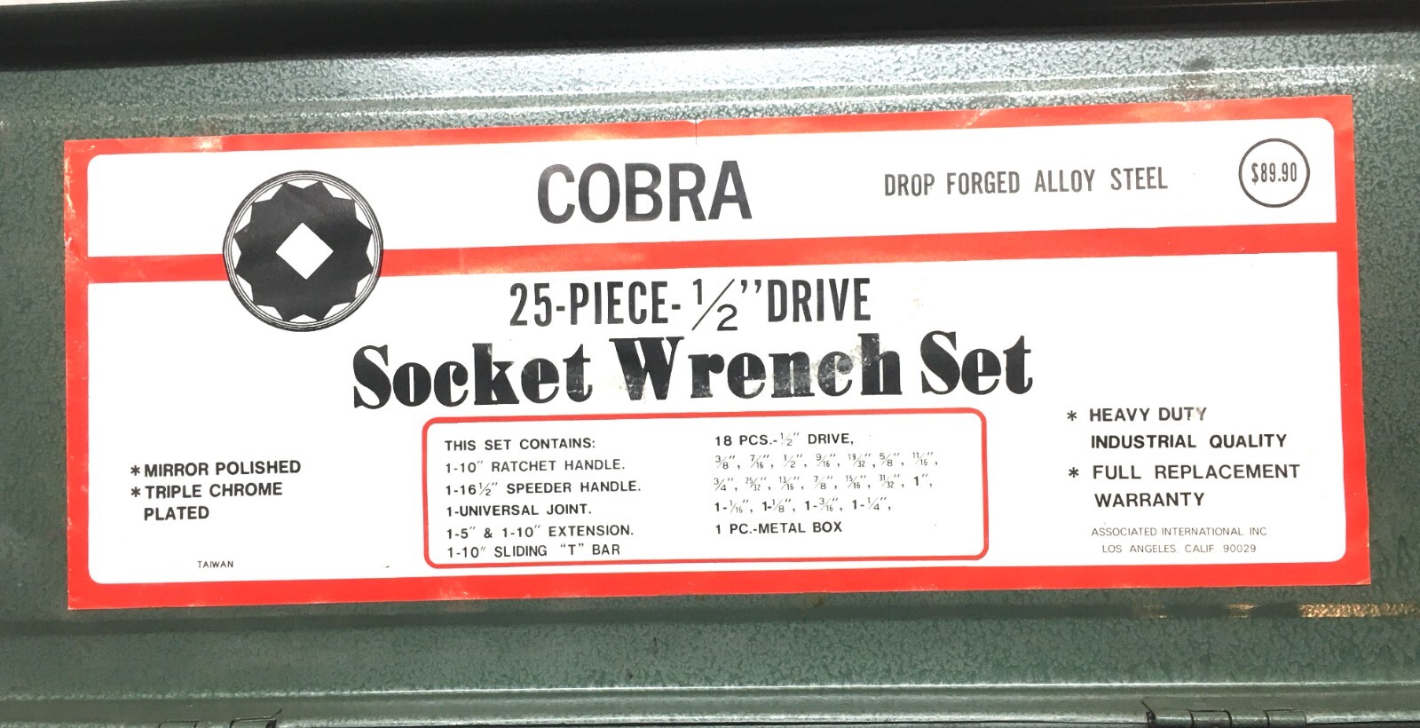 COBRA 25-PIECE-1/2″ DRIVE Chrome Socket Wrench Set W/ Metal Case