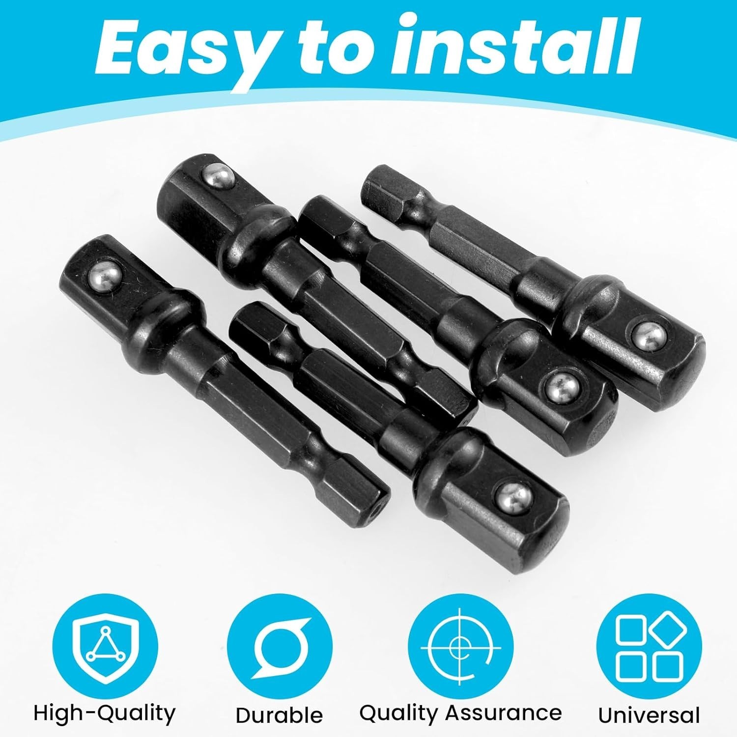 3/8 Adapter For Impact Driver 5pcs Black Drill Socket Adapter 1/4 Inch To 3/8…