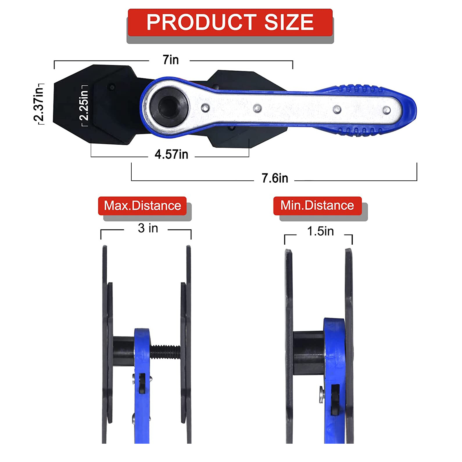Brake Pad Ratchet Rewind Spreader Kit 360° Piston Retracting Caliper Press Tool