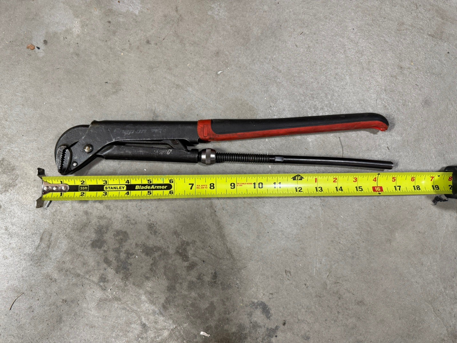 Snap On Tools PWZ2A 17″ Red Black Soft Grip Handle Pliers Wrench, See photos