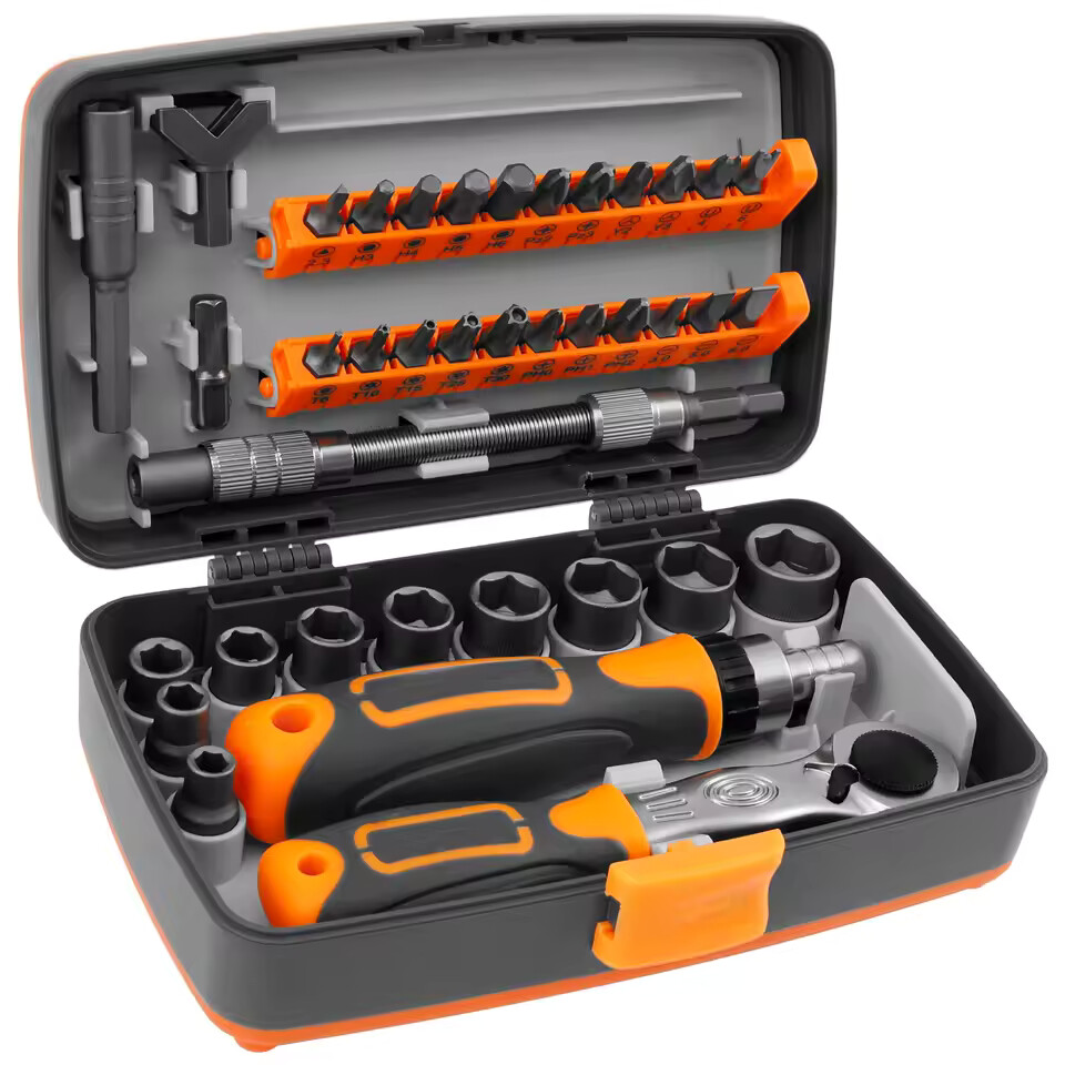 Professional 38 PCS Ratchet Spanner Socket Wrench Set 1/2″ 1/4″ 3/8″ Tool Kit