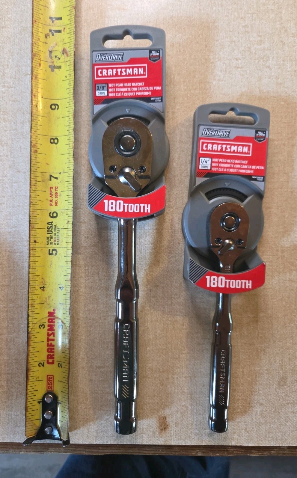 New Craftsman 2 pc. 180 Tooth Overdrive Ratchet Set 3/8″ & 1/4″ Drive~ Gun Metal