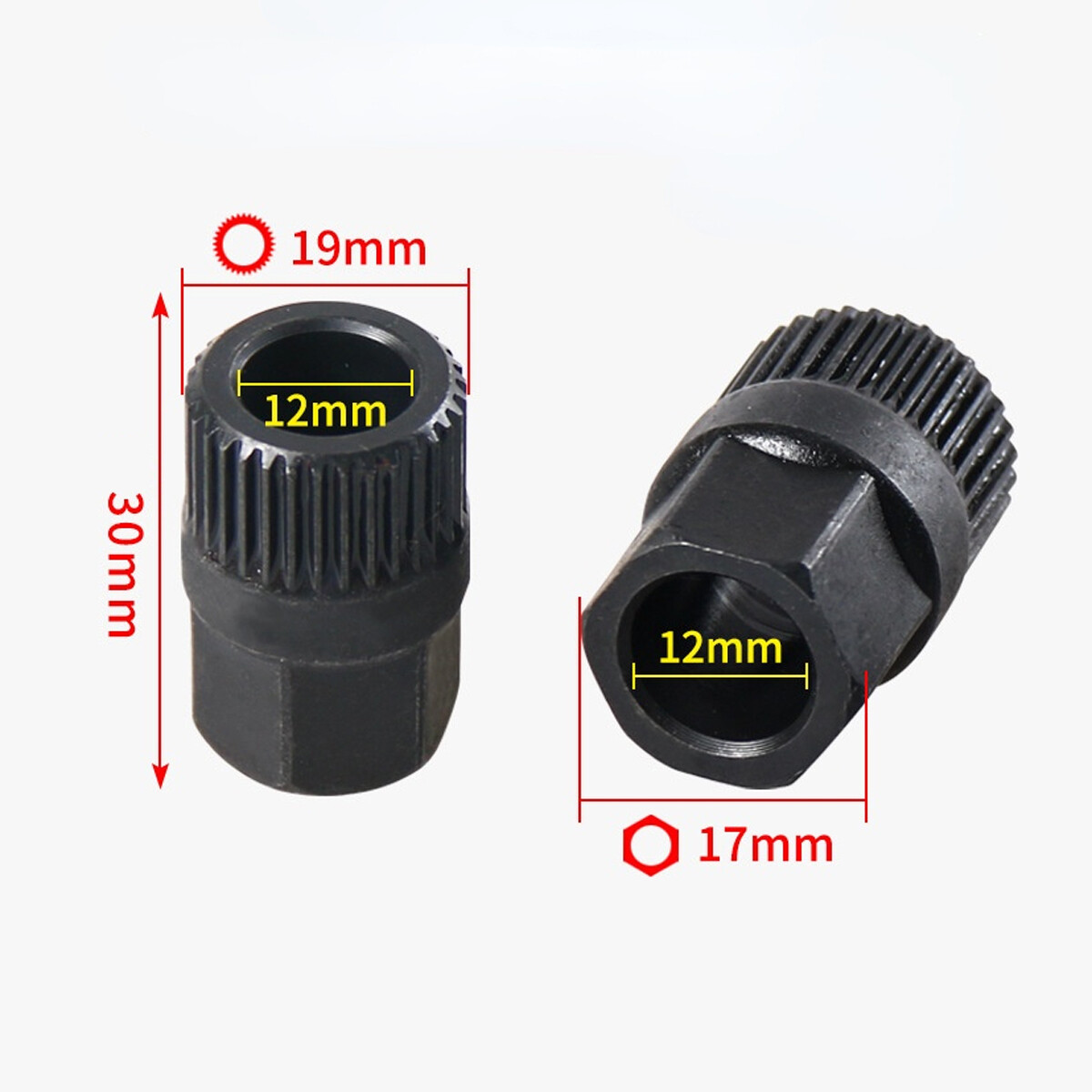 2PCS Pulley Removal Tool 33 Spline Hexagon Alternator Clutch Free Wheel For Car