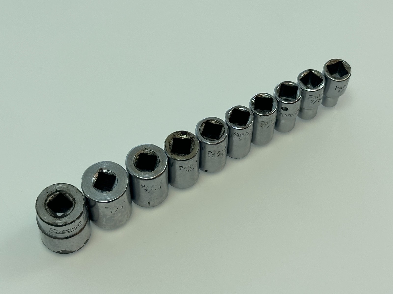 🇺🇸 PAR-X & Snap-On USA 10pc SAE 1/4″ Drive Shallow Socket Set, 3/16″ to 9/16″