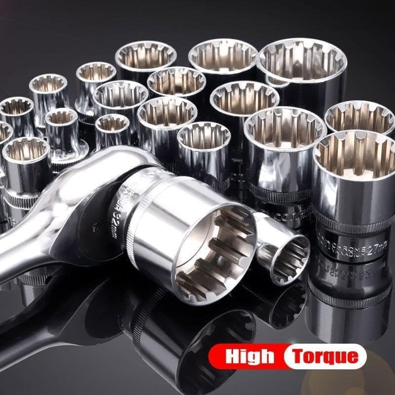 21pcs 1/2″ Dr. Spline Gear Lock Multi Bit Socket Set CR-v Metric 8-36mm