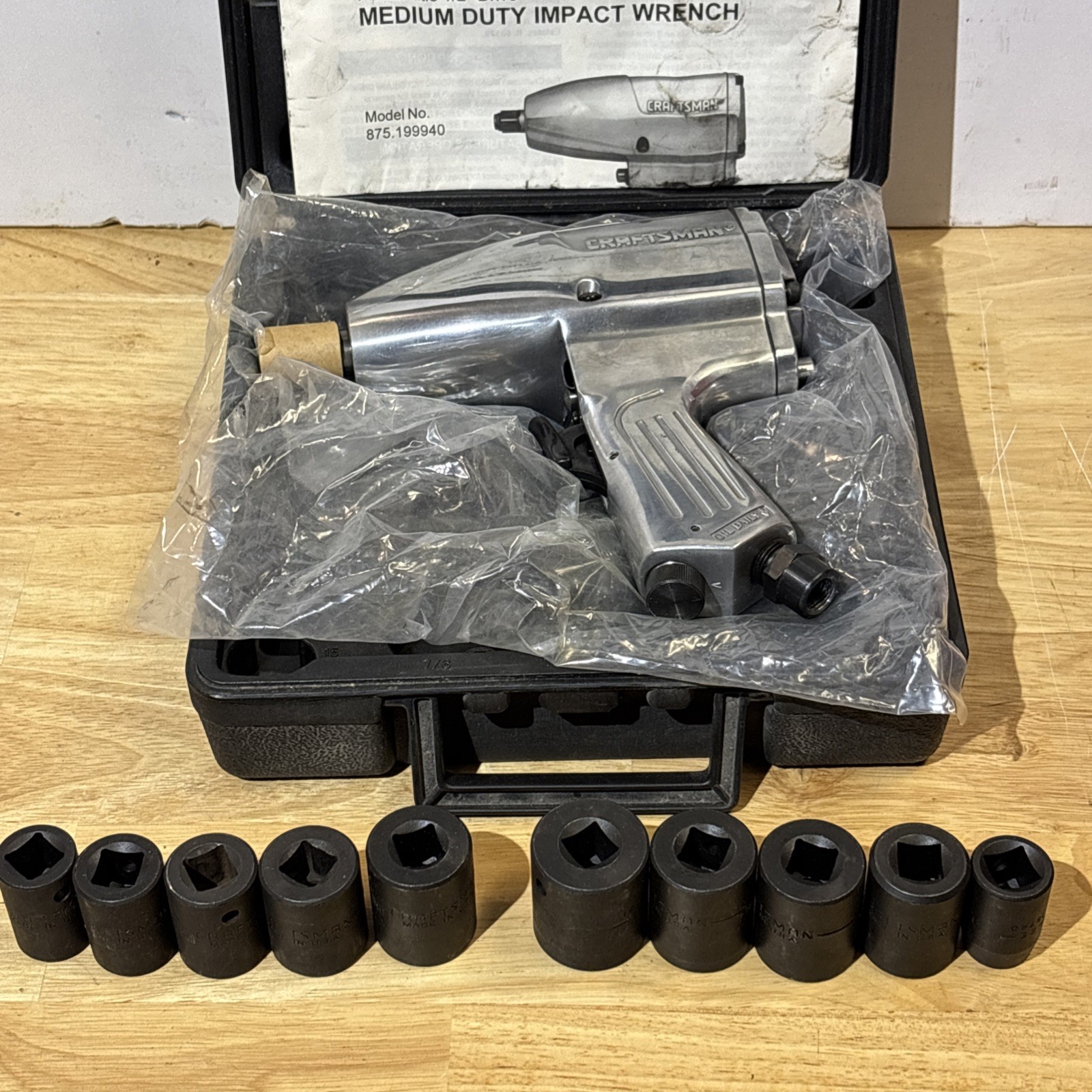 Craftsman Metric & Sae Shallow Impact Socket Sets 1/2″ Drive W/ Wrench EE GK USA