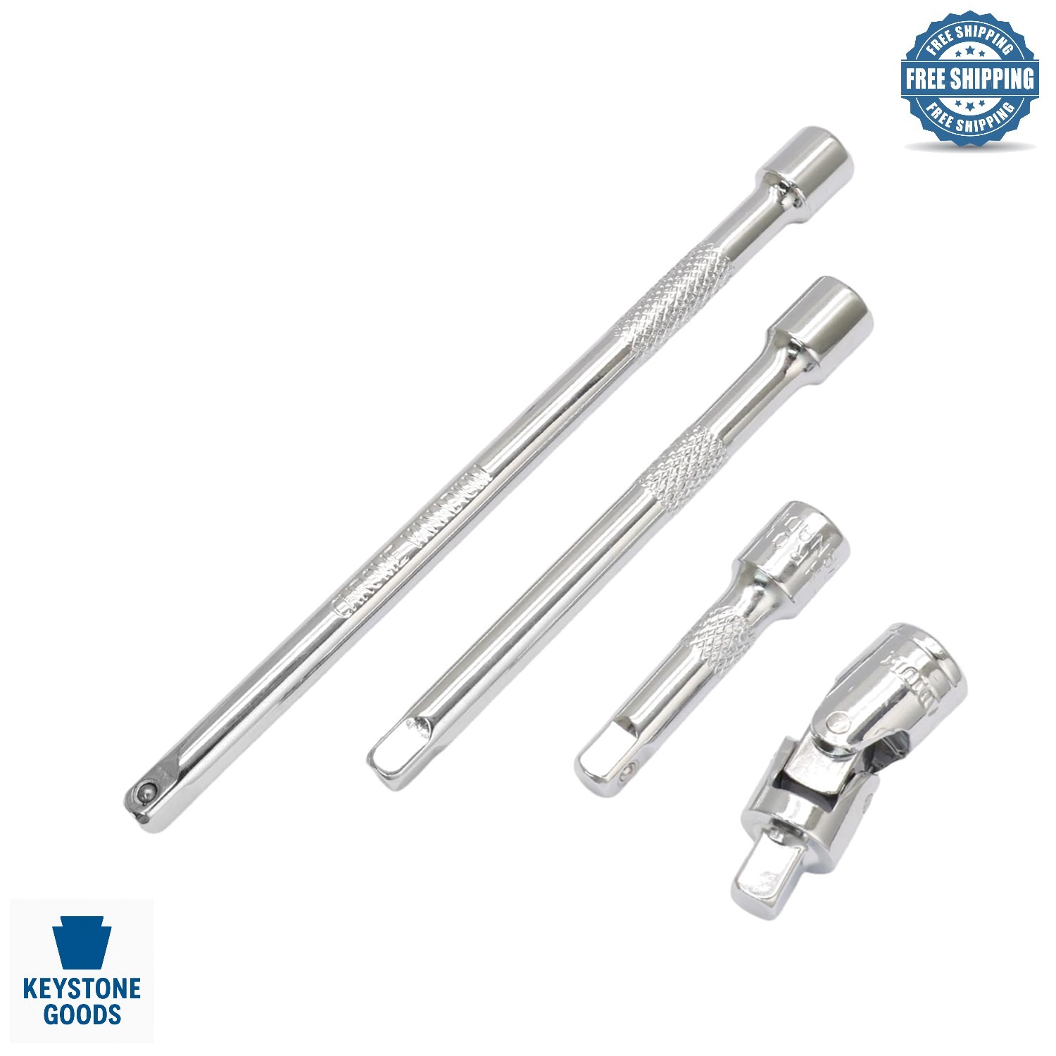 4 Pcs 1/4 Inch Chrome Vanadium Socket Extension Set with Universal Joint – He…