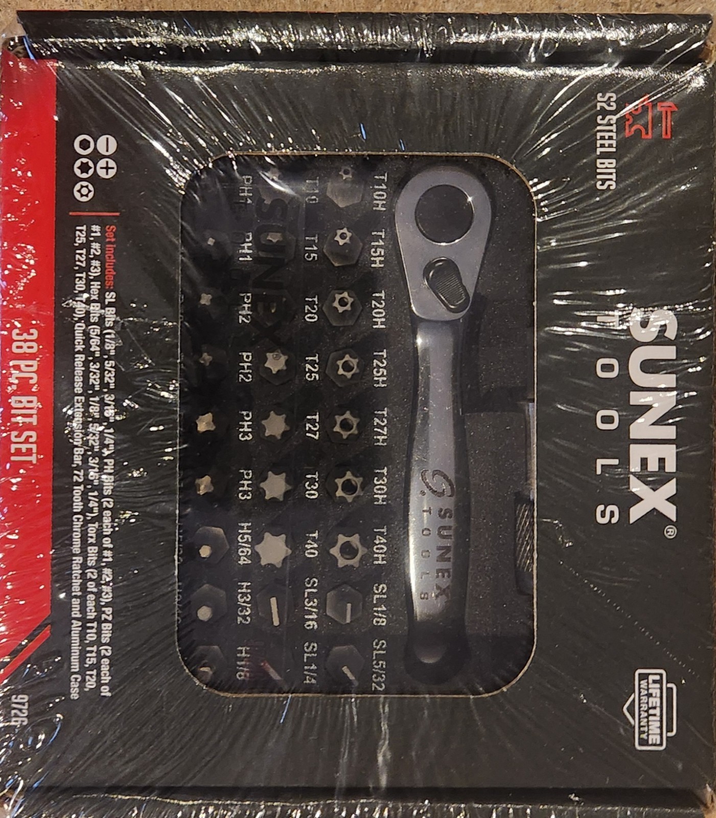 SUNEX TOOLS 9726 Mini Ratchet and Bit Set Durable Aluminum Case (38-Piece)