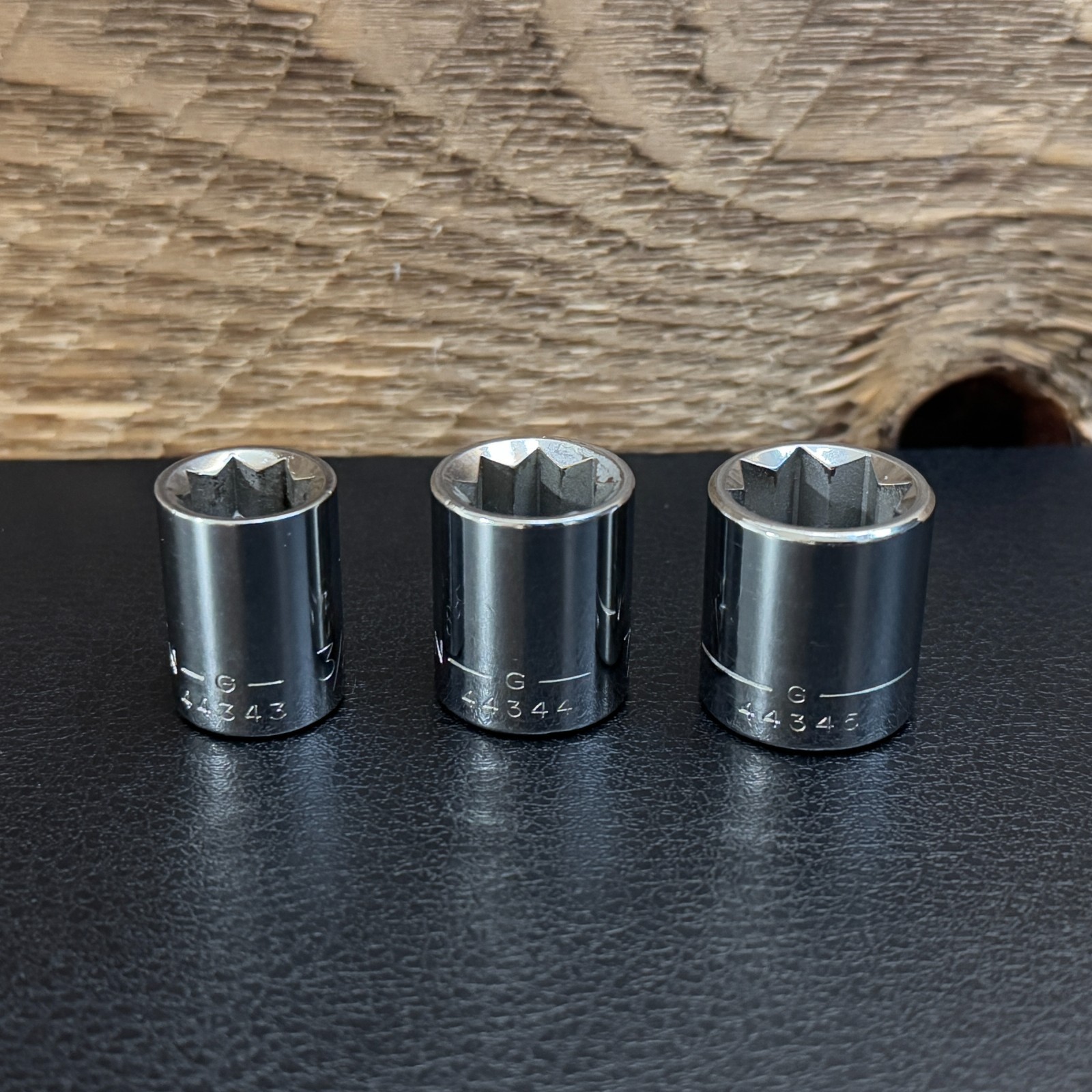 Craftsman USA 3/8 Drive SAE Socket Set 3/8 7/16 1/2 3pc 8PT G Series -G- 4434x