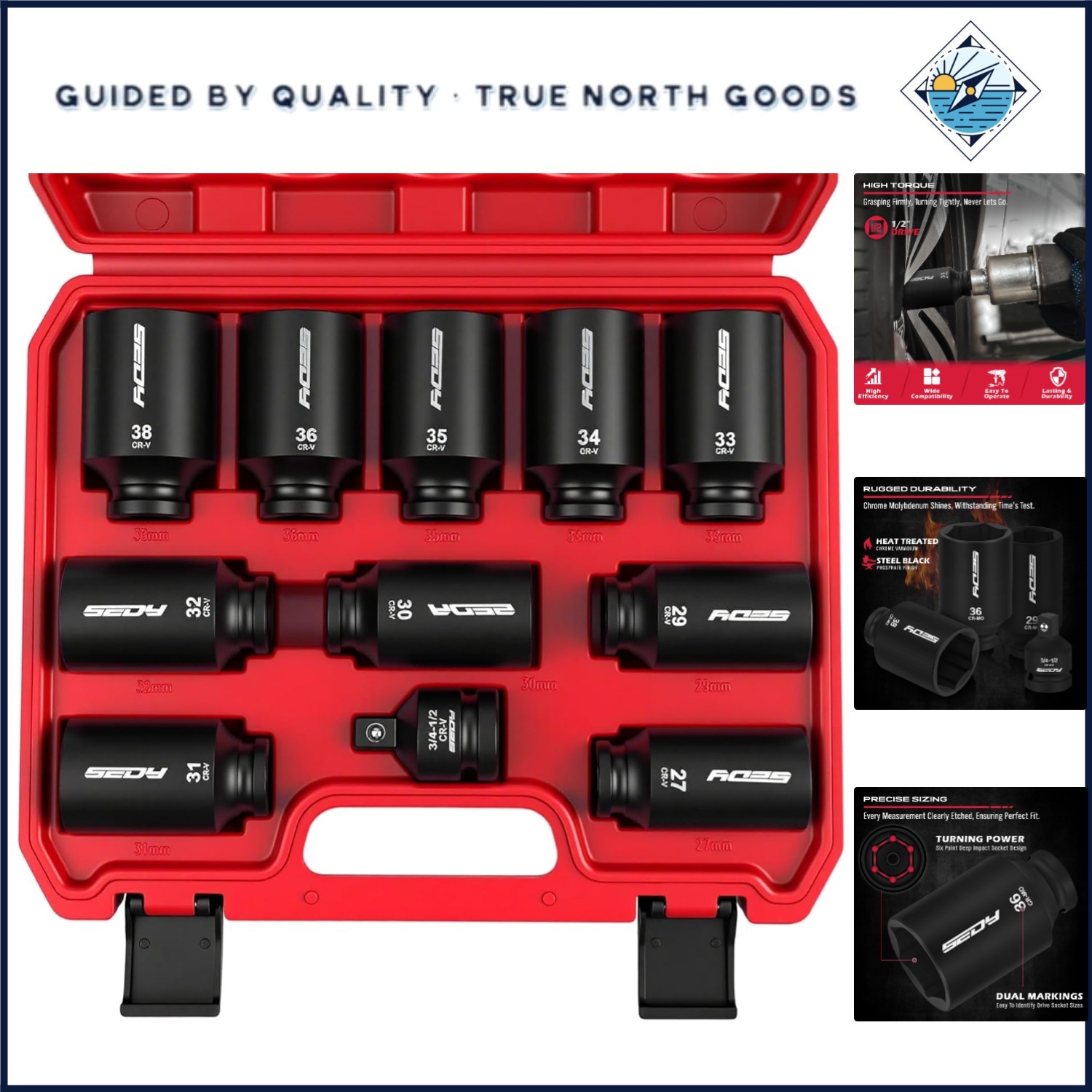High Torque 1/2 Drive Metric Socket Set with Durable Chrome Molybdenum Steel