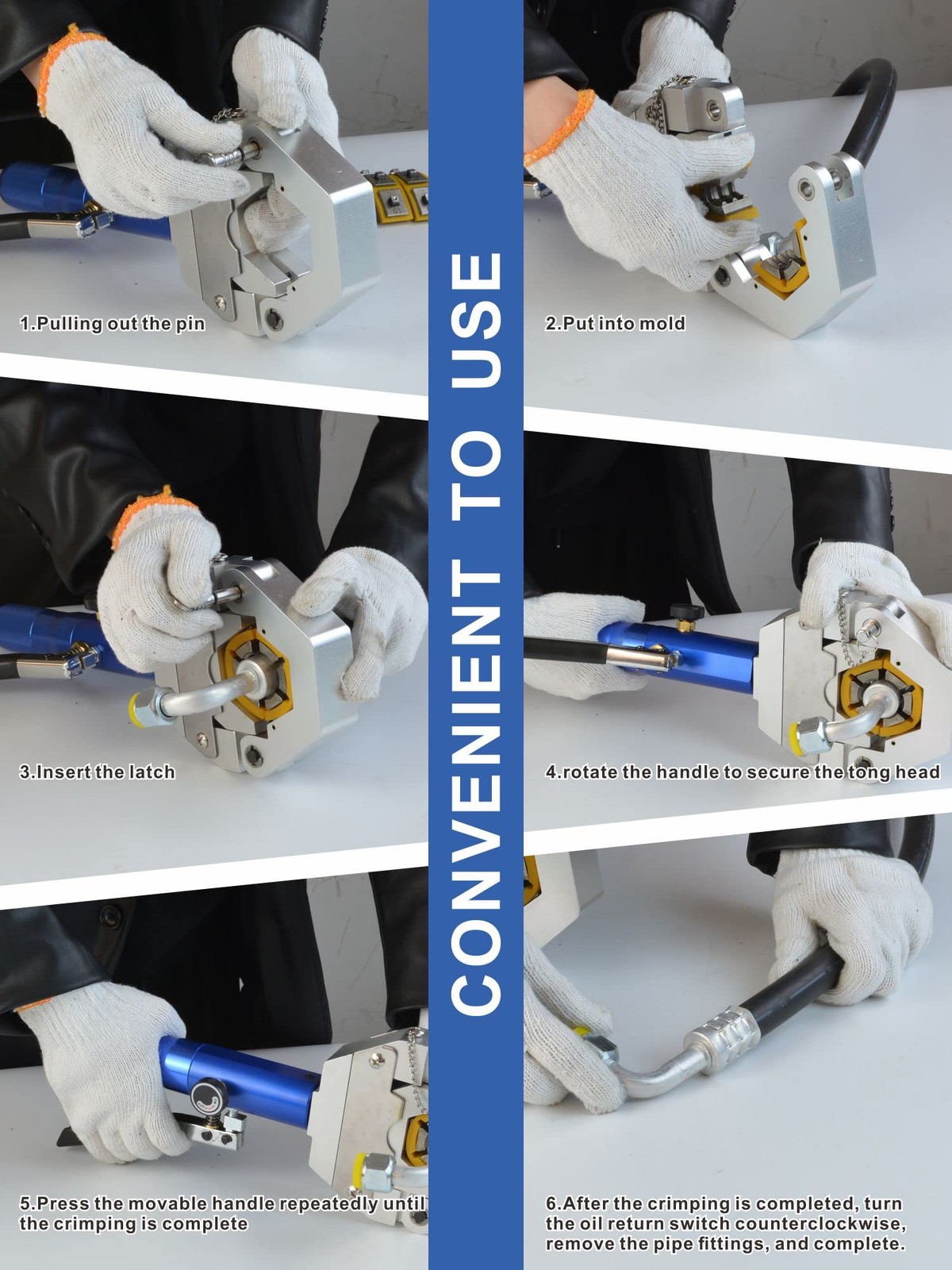 AMZCNC 71500 Hydraulic A/C Hose Crimper Kit – Handheld Crimping Tool Set Blue