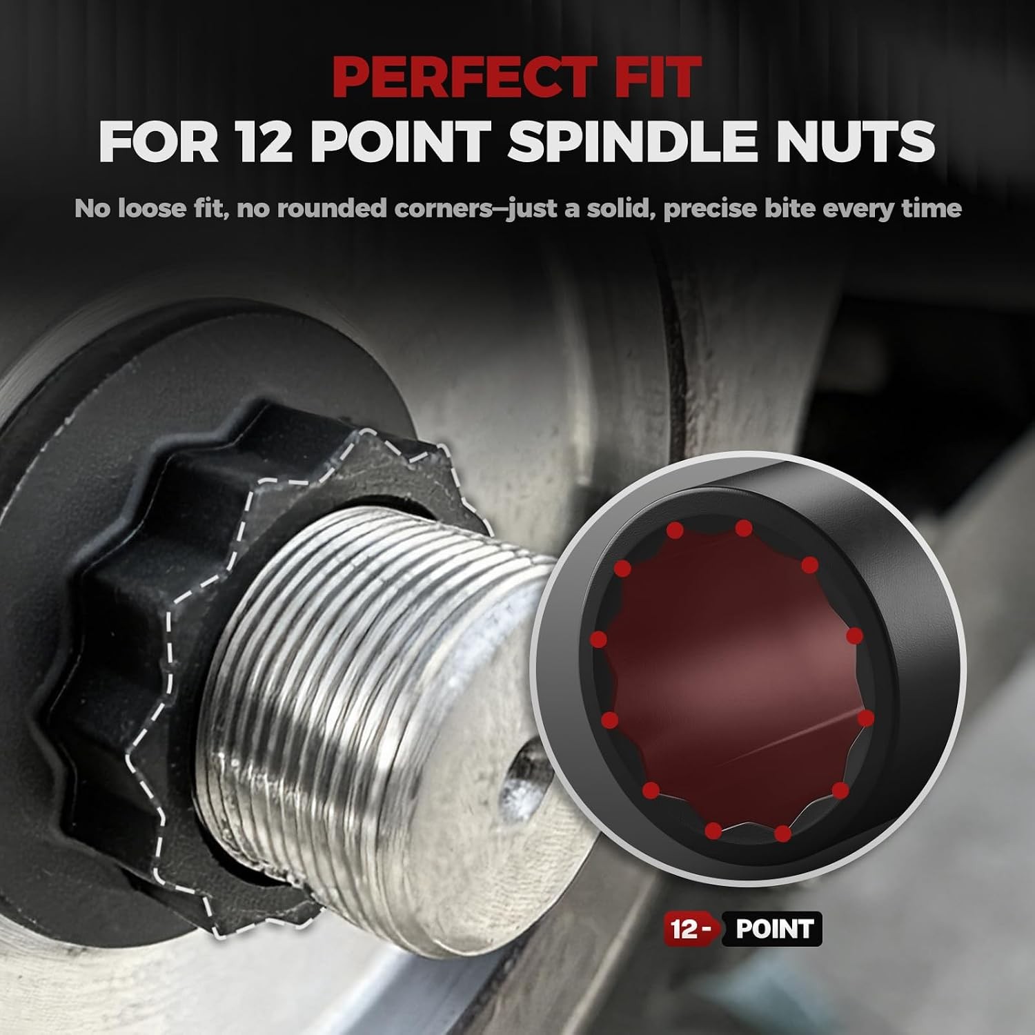 12 Point Axle Nut Socket Set 1/2″ Drive Spindle for Wheel Bearing & CV Impact