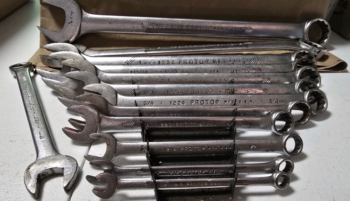 Vintage Proto Professional SAE Combination Wrench lot 13 Piece USA 5/16 – 1 1/4