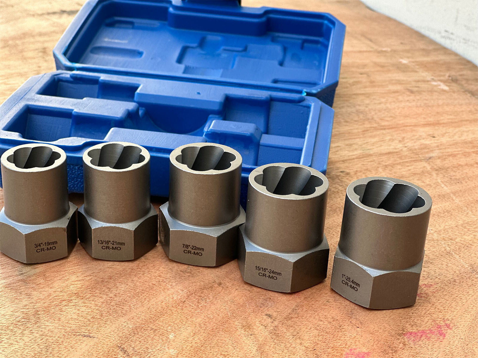 5PCS JUMBO TWIST SOCKET SET 1/2″DR CR-MO IMPACT GRADE EXTRACTION SOCKETS SAE MM