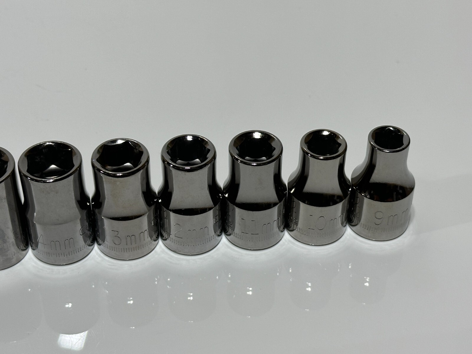 Craftsman USA NOS 10pc Metric 9mm to 19mm Shallow Socket Set, 1/2″ Drive 6 Point