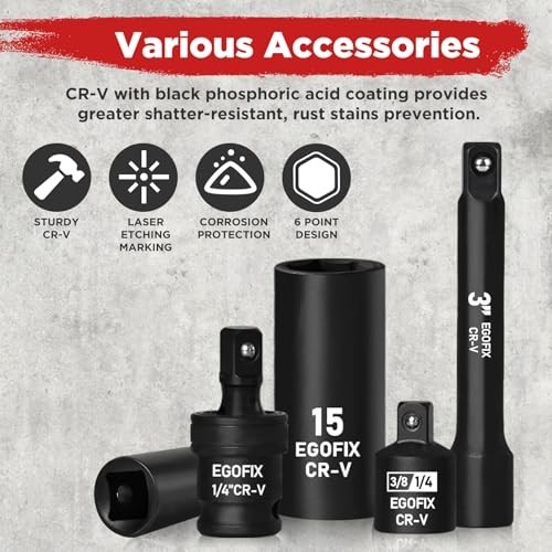 1/4 Inch Drive Impact Socket Set 90 Piece Metric SAE Ratchet Bit Kit for