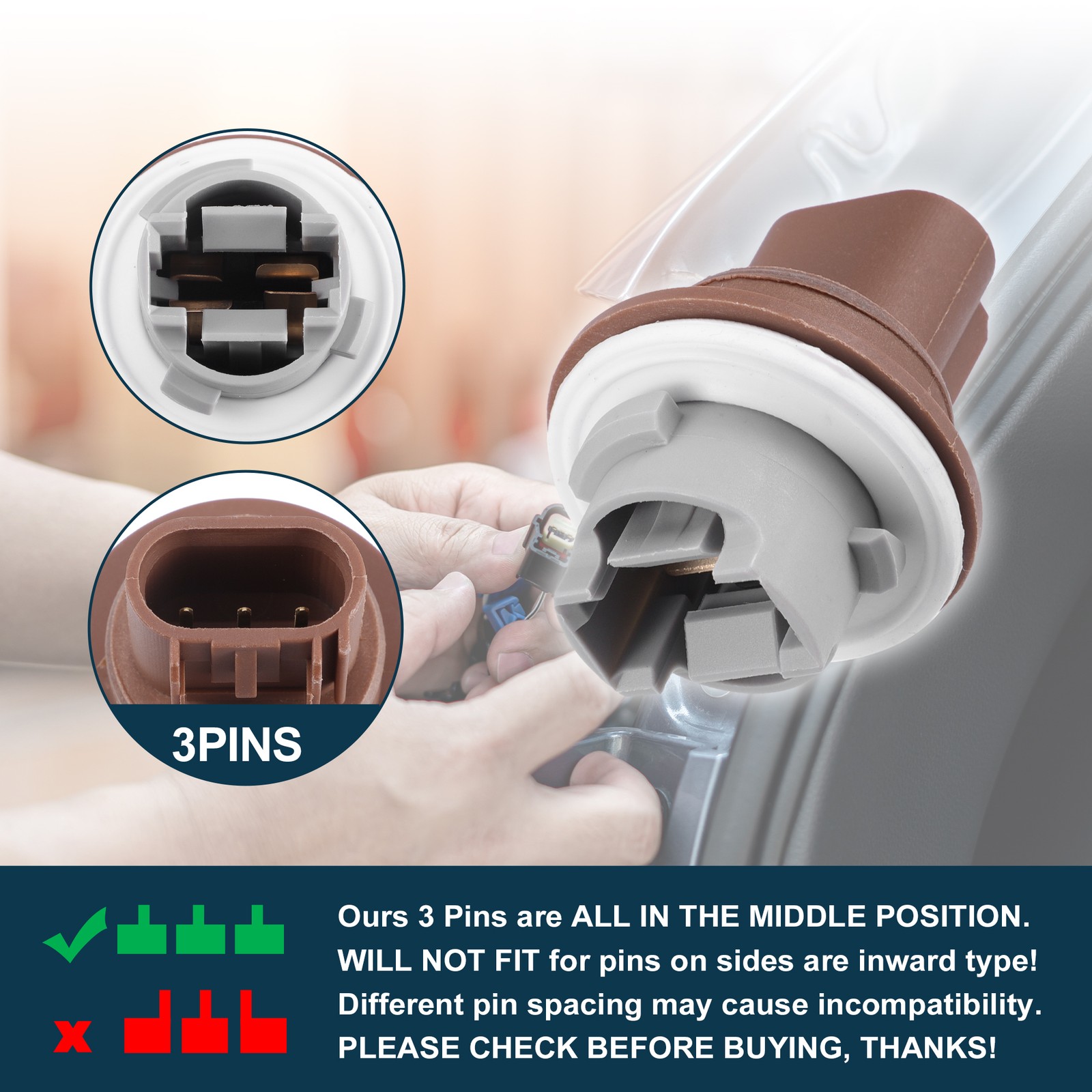 2pcs Park and Turn Signal Light Socket 68030801AA for Dodge Grand Caravan 11-20