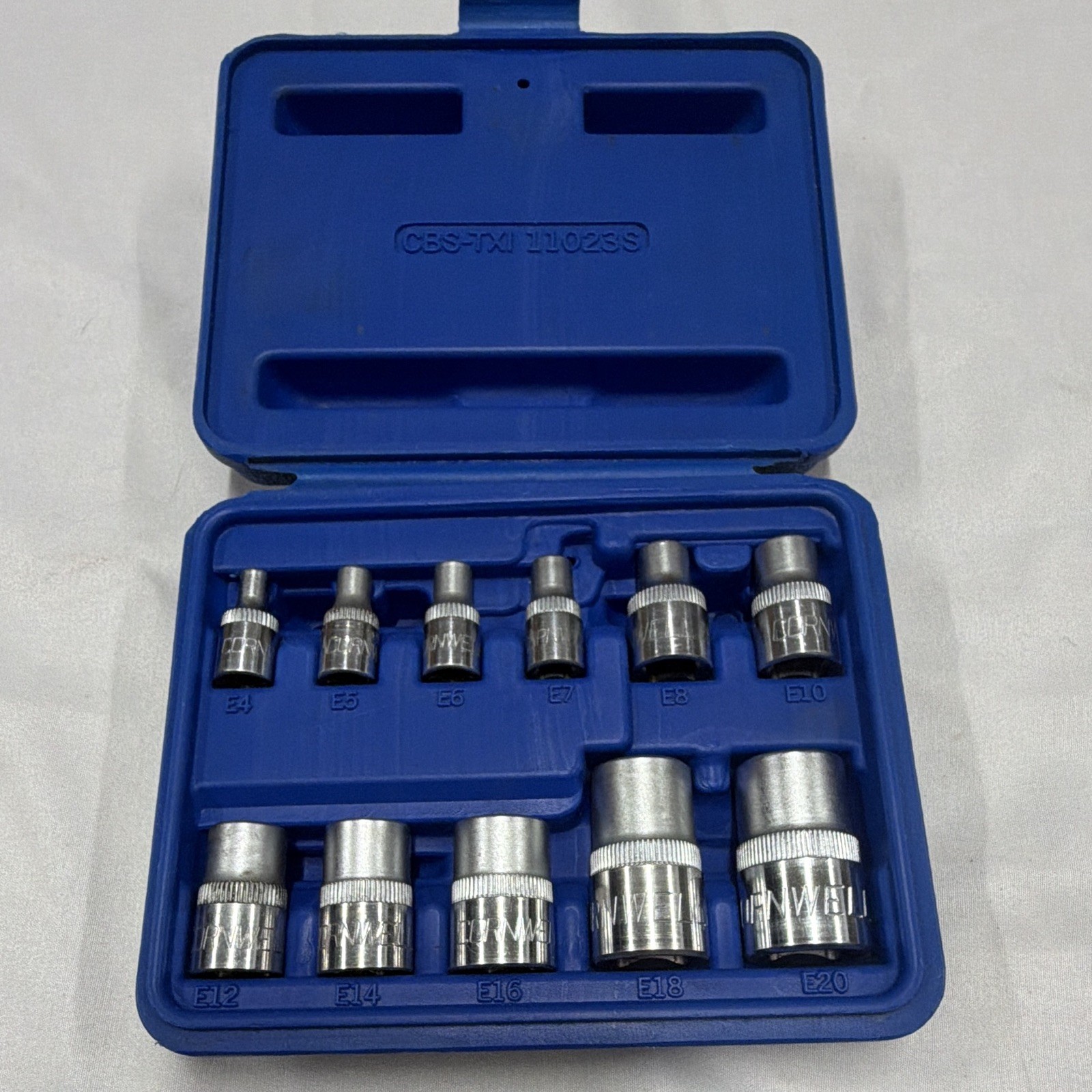 Cornwell Tools CBS-TX11023S 11 Pc External E-Torx Star Socket Set E4-E20 Used