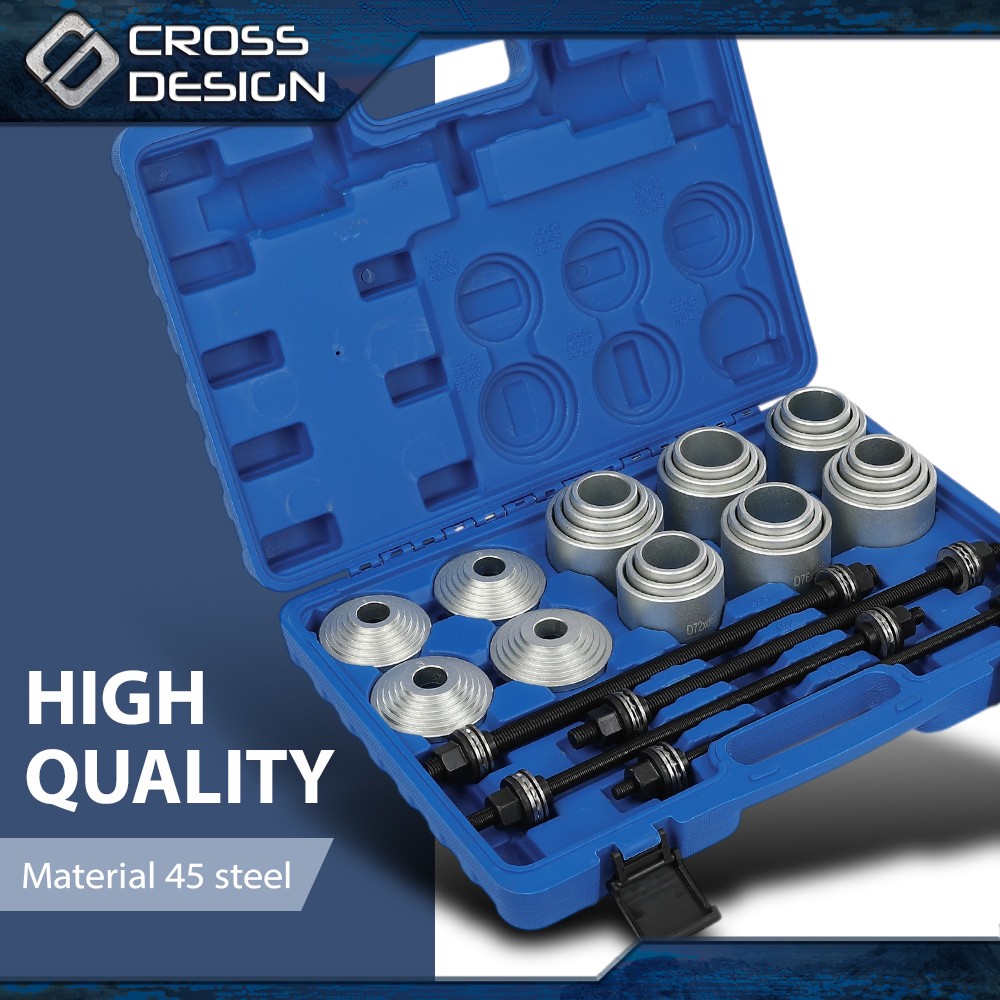 28PC Universal Press Pull Sleeve Kit Bush Bearing Removal Insertion Tool Kit Set