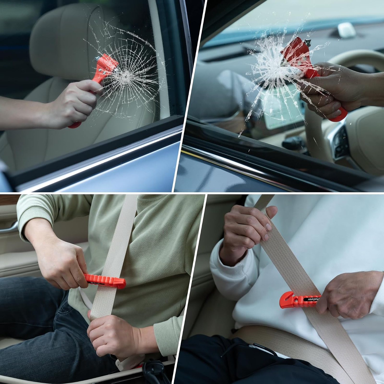Car Window Breaker Hammer and Seat Belt Cutter Emergency Escape Tool 2 Pack