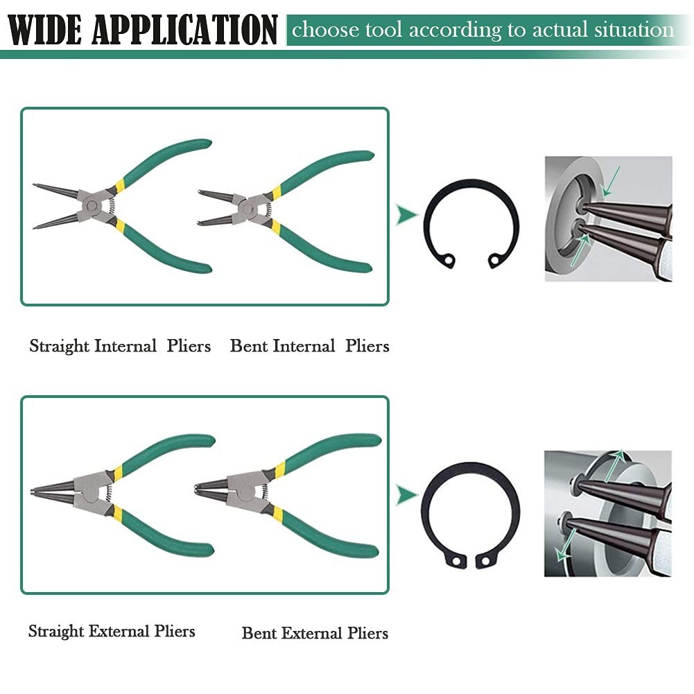 4pcs 7-Inch Heavy Duty Snap Ring Pliers Set – Internal/External Circlip Kit, CR-