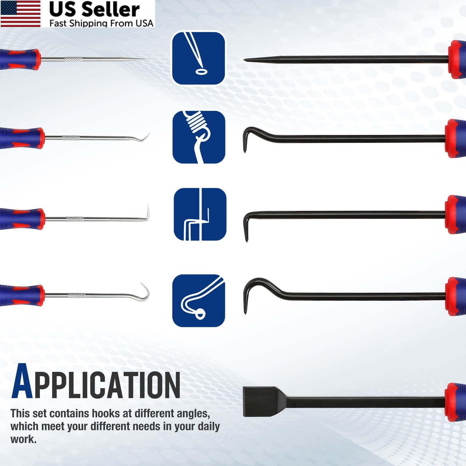 WORKPRO 9Pcs Precision Pick & Hook Set with Scraper, Small, Multicolor